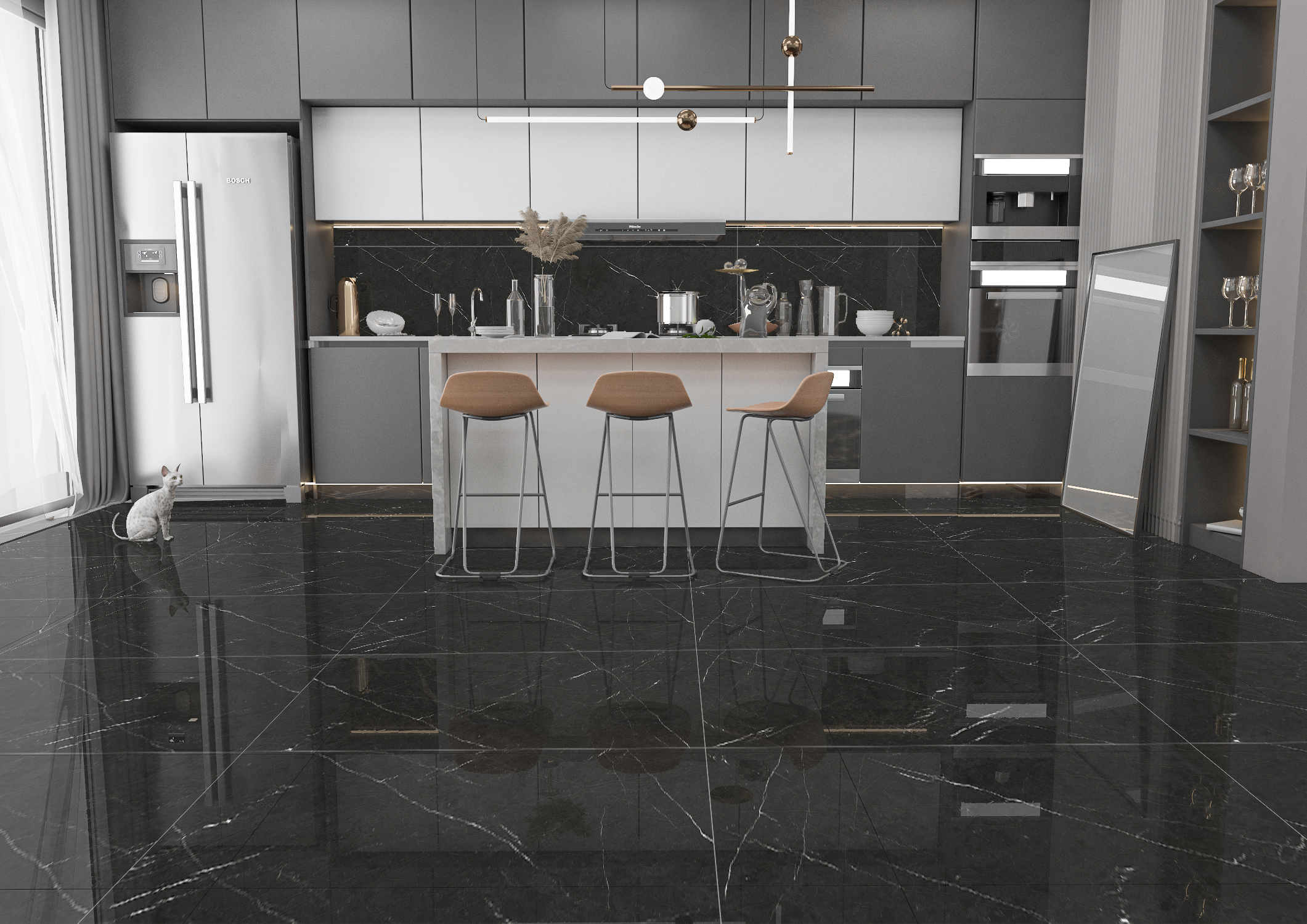Изображение товара Керамогранит Eurotile Pietra Negro 60x120 см, черный, матовый, для внутренней и наружной отделки