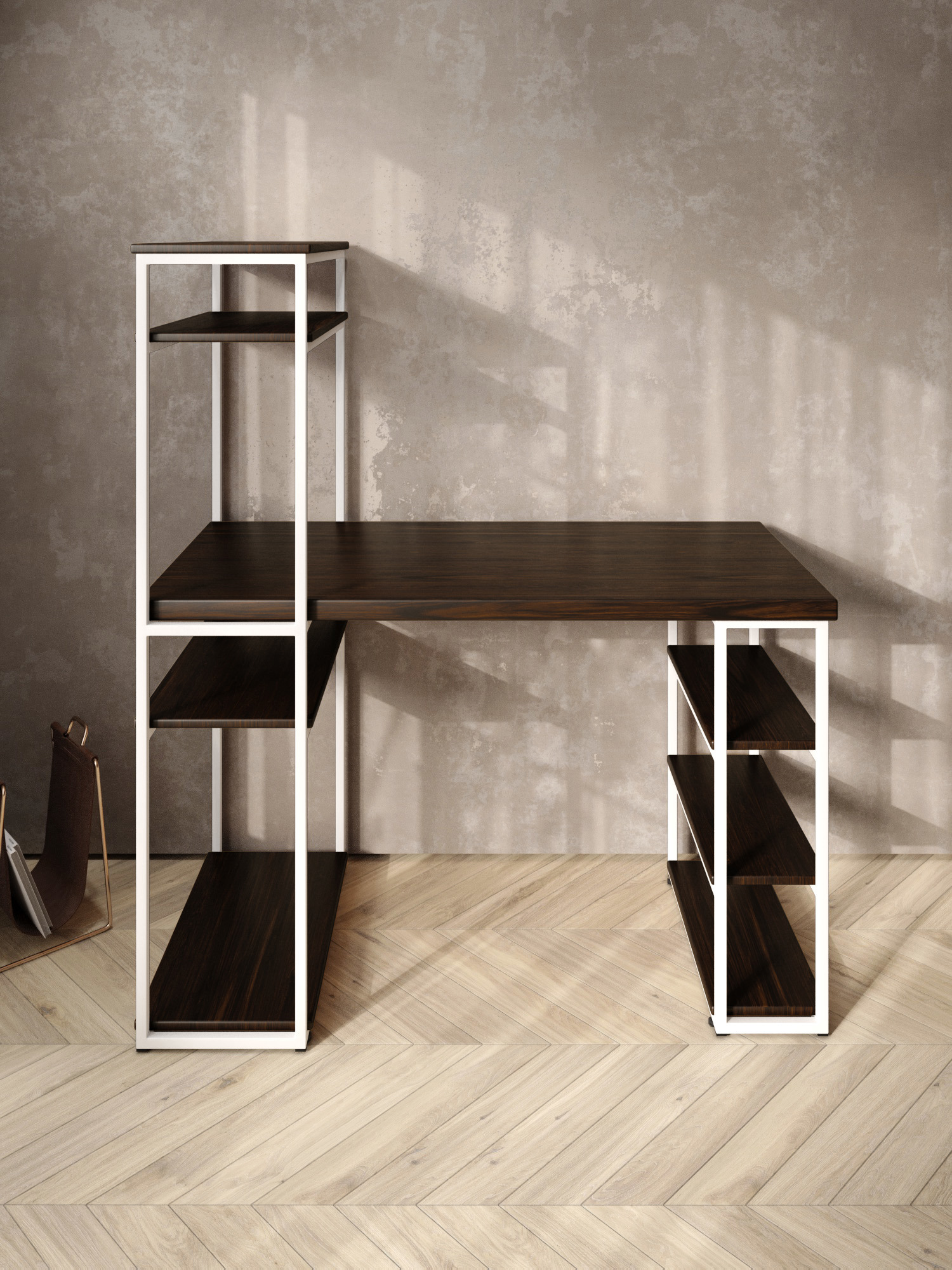 Изображение товара Стол письменный Solarius 60x148x120 см дерево и металл цвет белый/венге