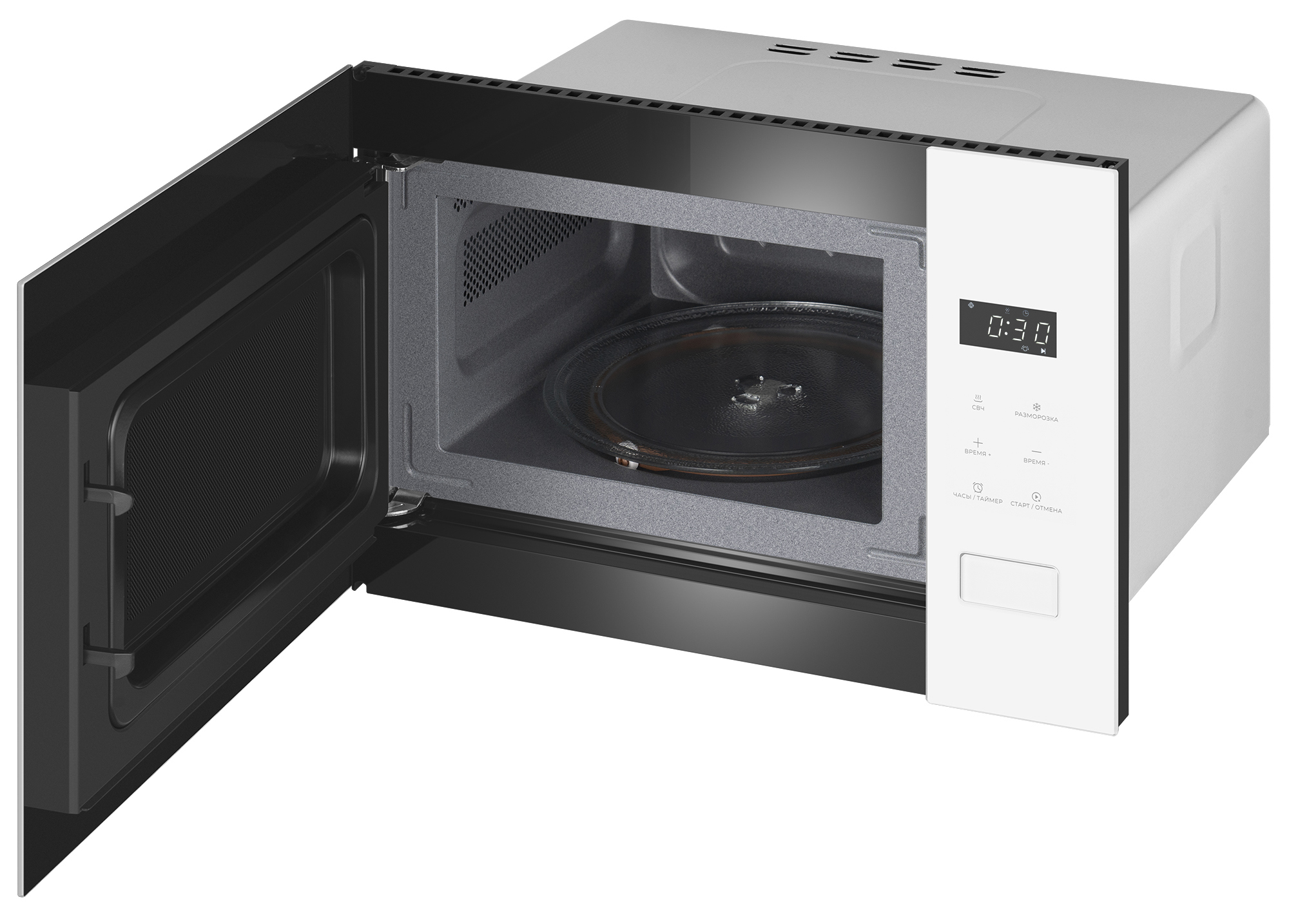Изображение товара Встраиваемая микроволновая печь Weissgauff 452 D 20 л белая с сенсорным управлением