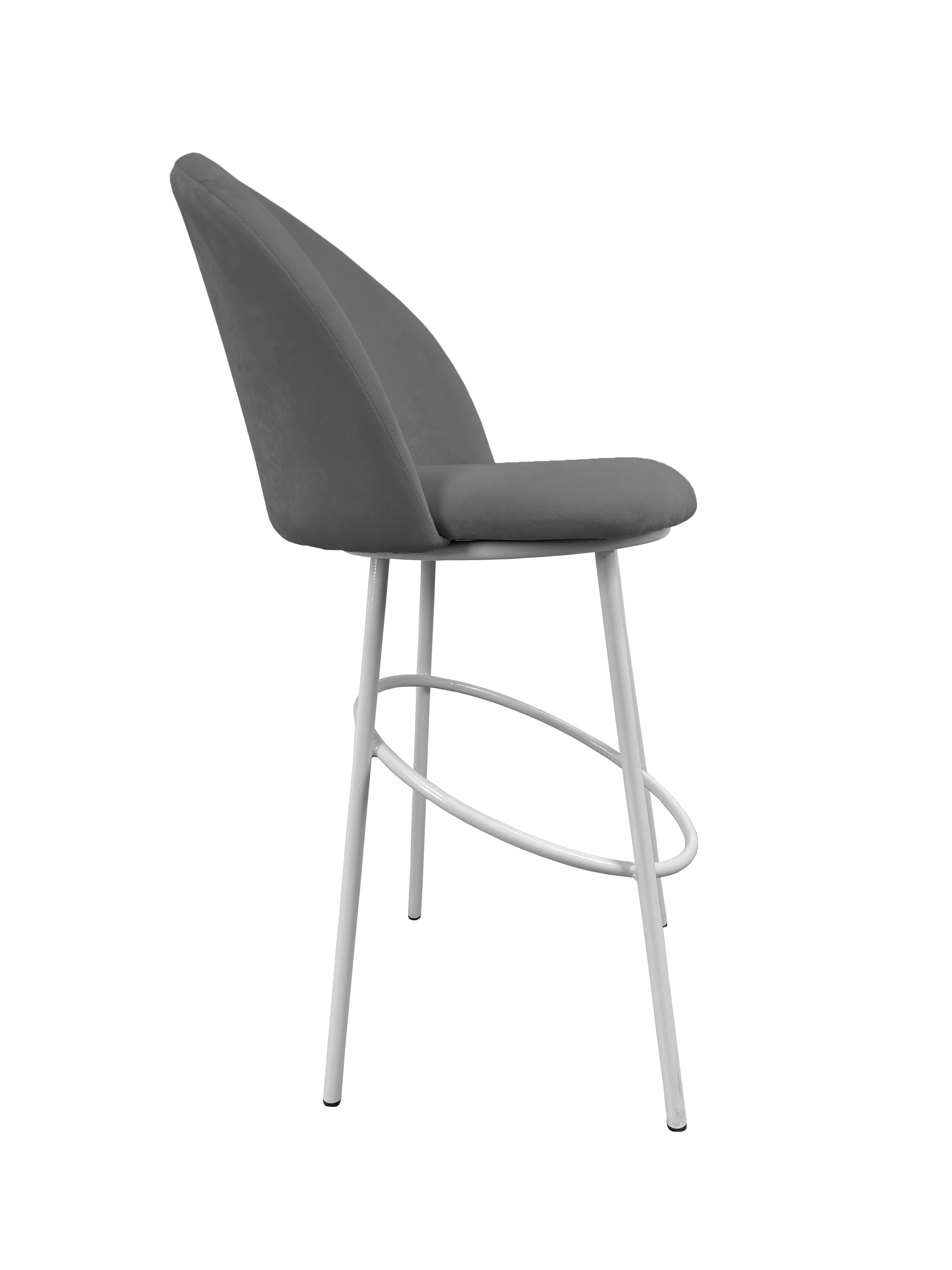 Изображение товара Стул M-GROUP Полубарный Ницца: велюровый обеденный стул белого цвета