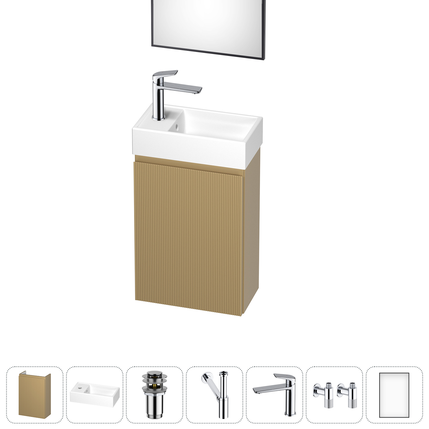 Изображение товара Подвесная тумба с раковиной Wellsee WC Area 40 см бежевый комплект