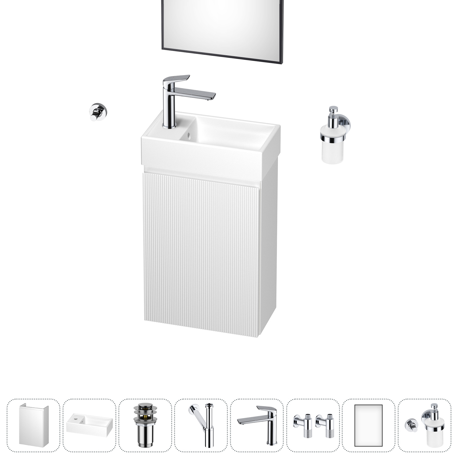 Изображение товара Комплект мебели с раковиной и зеркалом Wellsee WC Area 40 см Польша