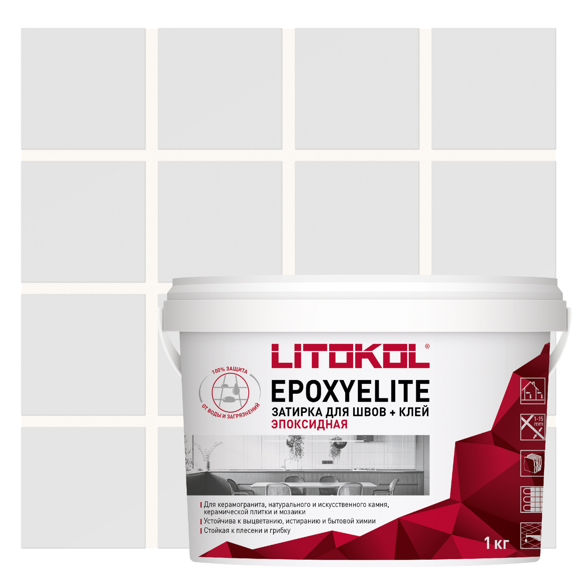 Изображение товара Эпоксидная затирка Litokol EpoxyElite E.02 молочный 1 кг для швов и клея