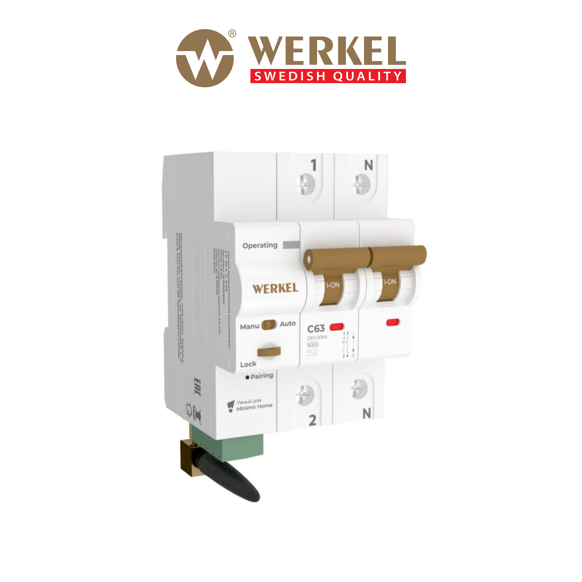 Изображение товара Werkel W1002P6301 2P C63 A 6 кА умный автоматический выключатель