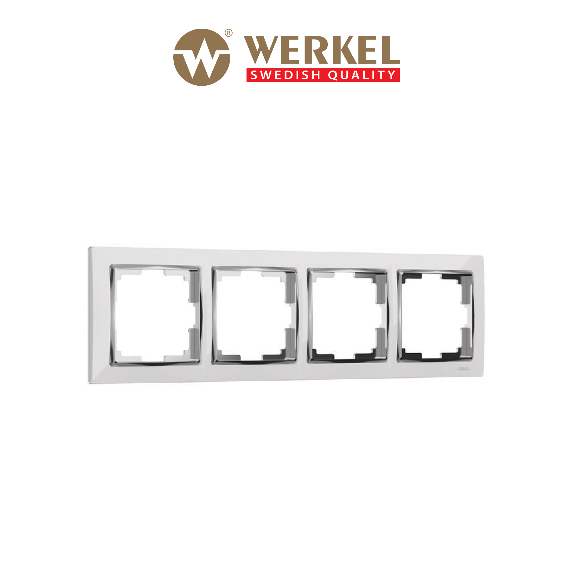 Изображение товара Рамка для розеток и выключателей Werkel Snabb W0041901 на 4 поста белая и хромированная