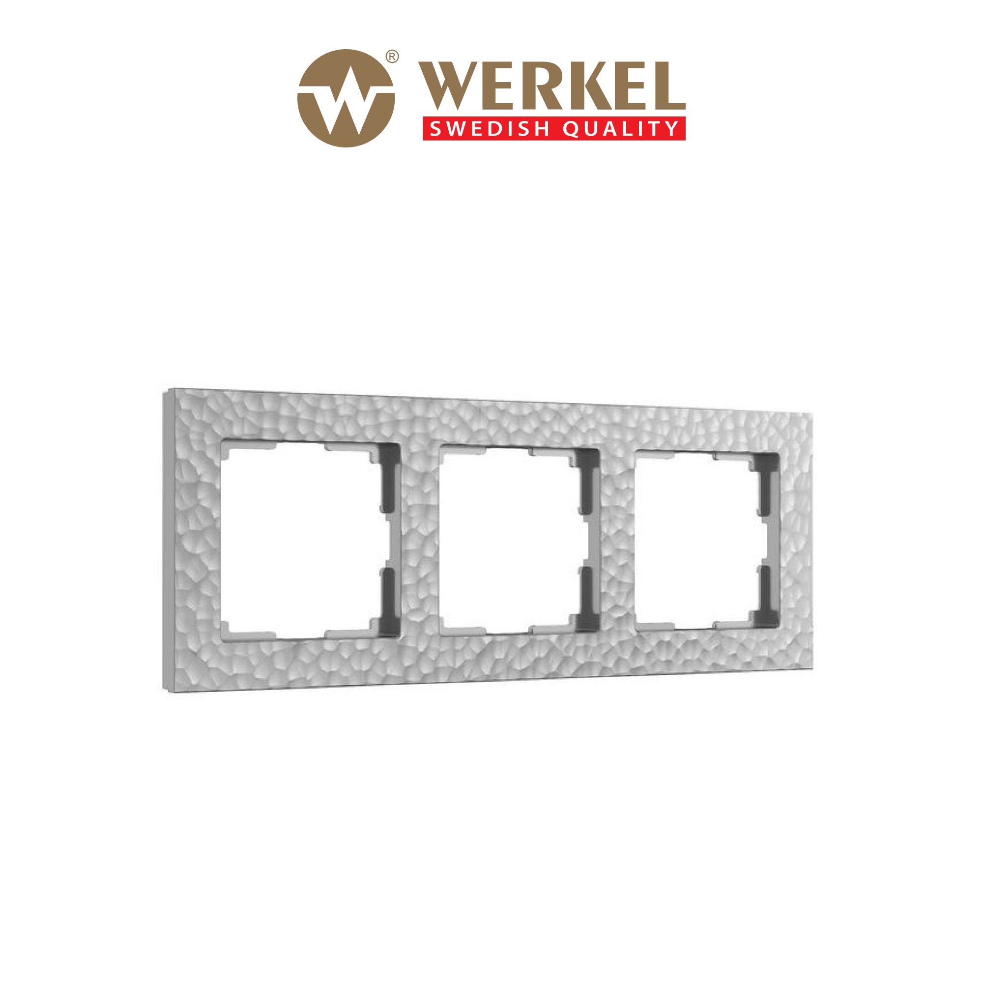 Изображение товара Рамка для розеток и выключателей Werkel Hammer 3 поста цвет серебряный