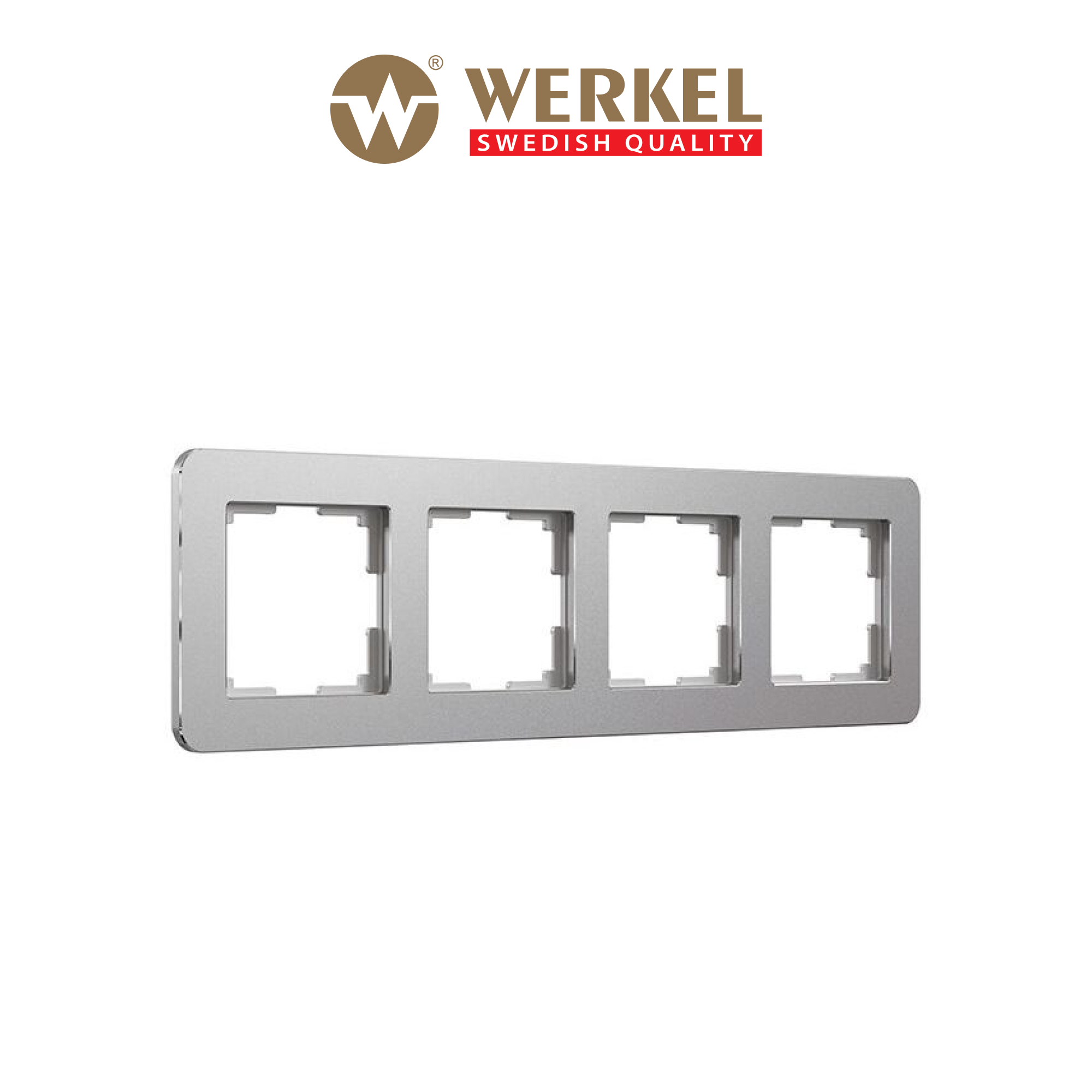 Изображение товара Рамка для розеток и выключателей Werkel Platinum 4 поста алюминий