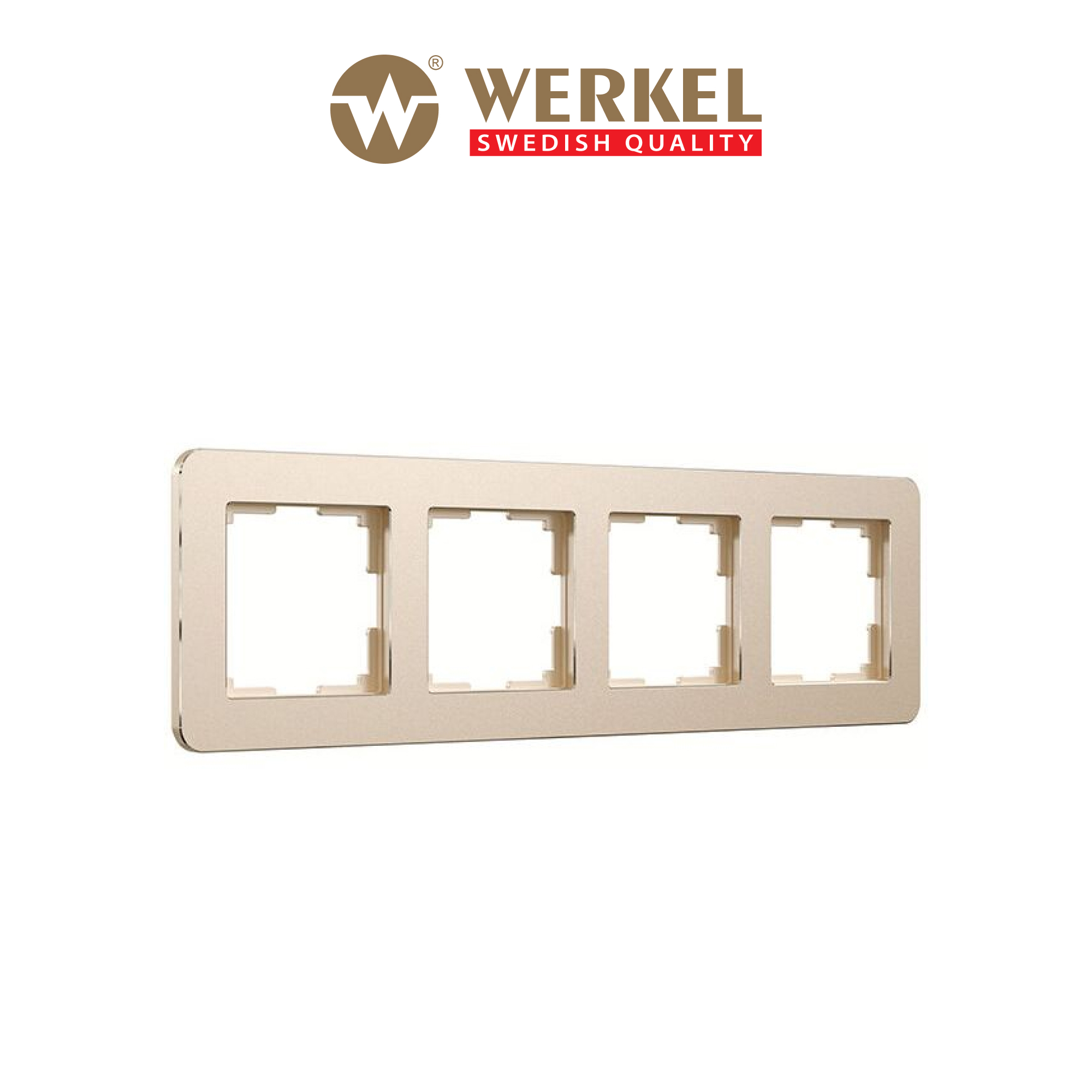 Изображение товара Рамка для розеток и выключателей Werkel Platinum 4 поста шампань из алюминия