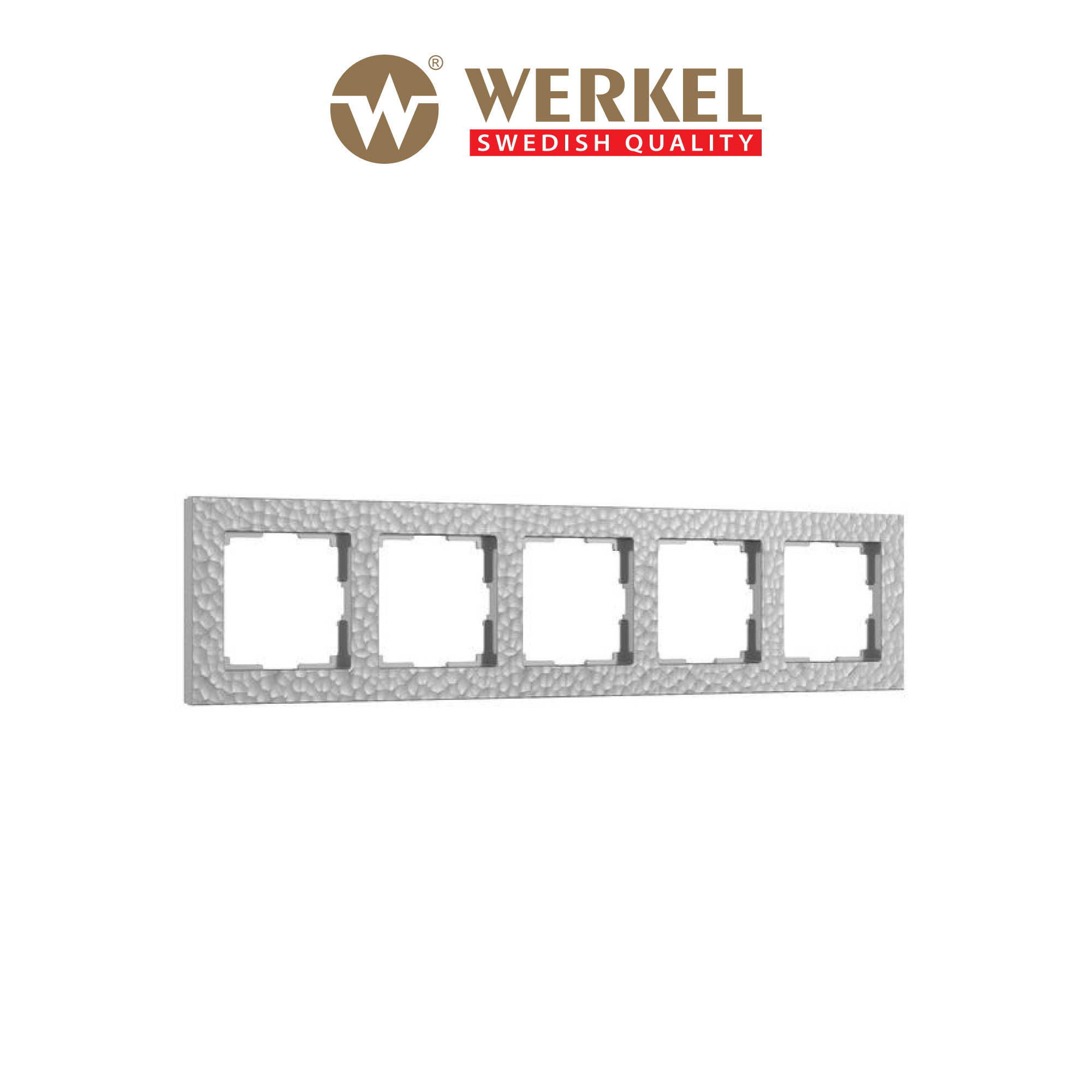 Изображение товара Рамка для розеток и выключателей Werkel Hammer 5 постов серебристая