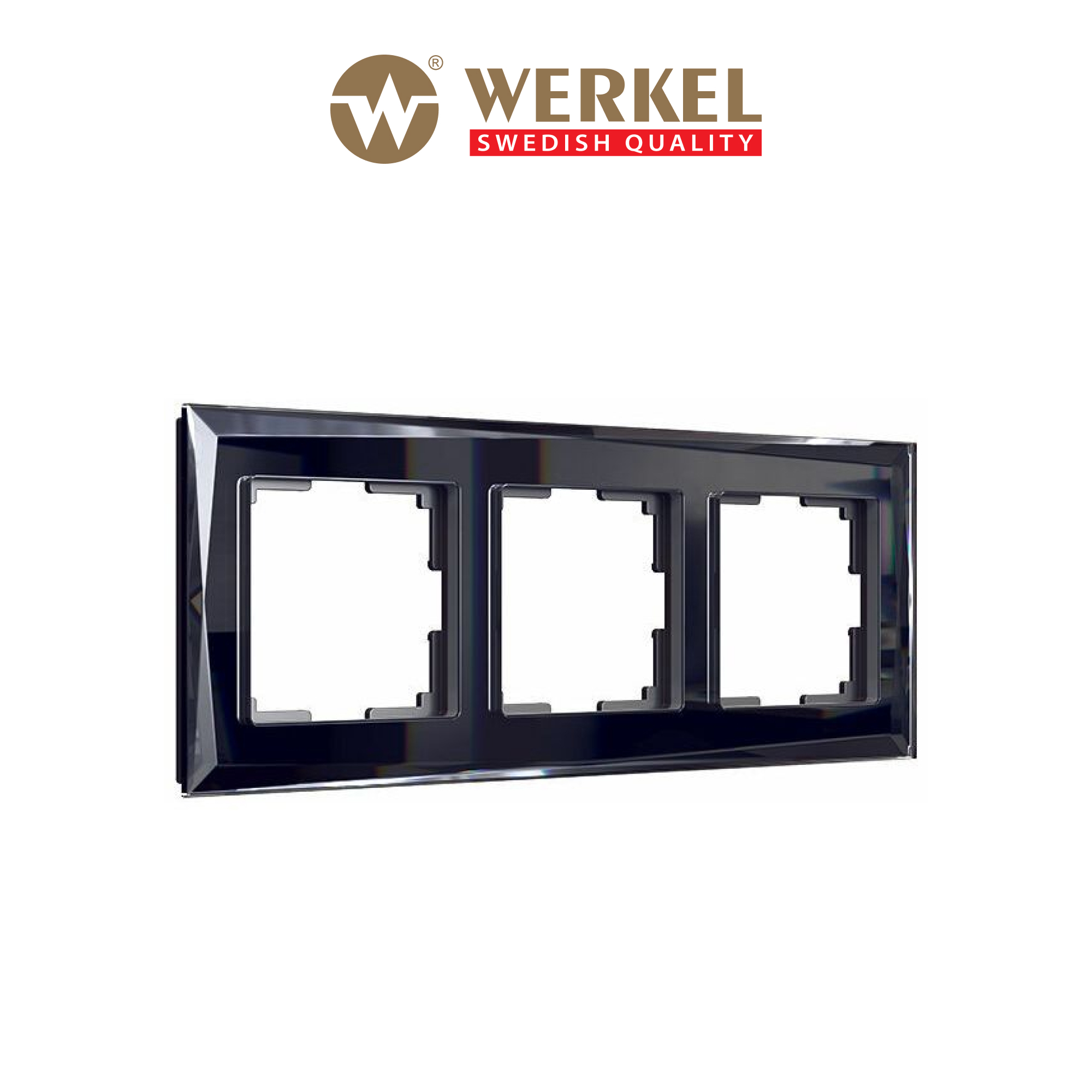 Изображение товара Рамка для розеток и выключателей Werkel Diamant 3 поста цвет черный