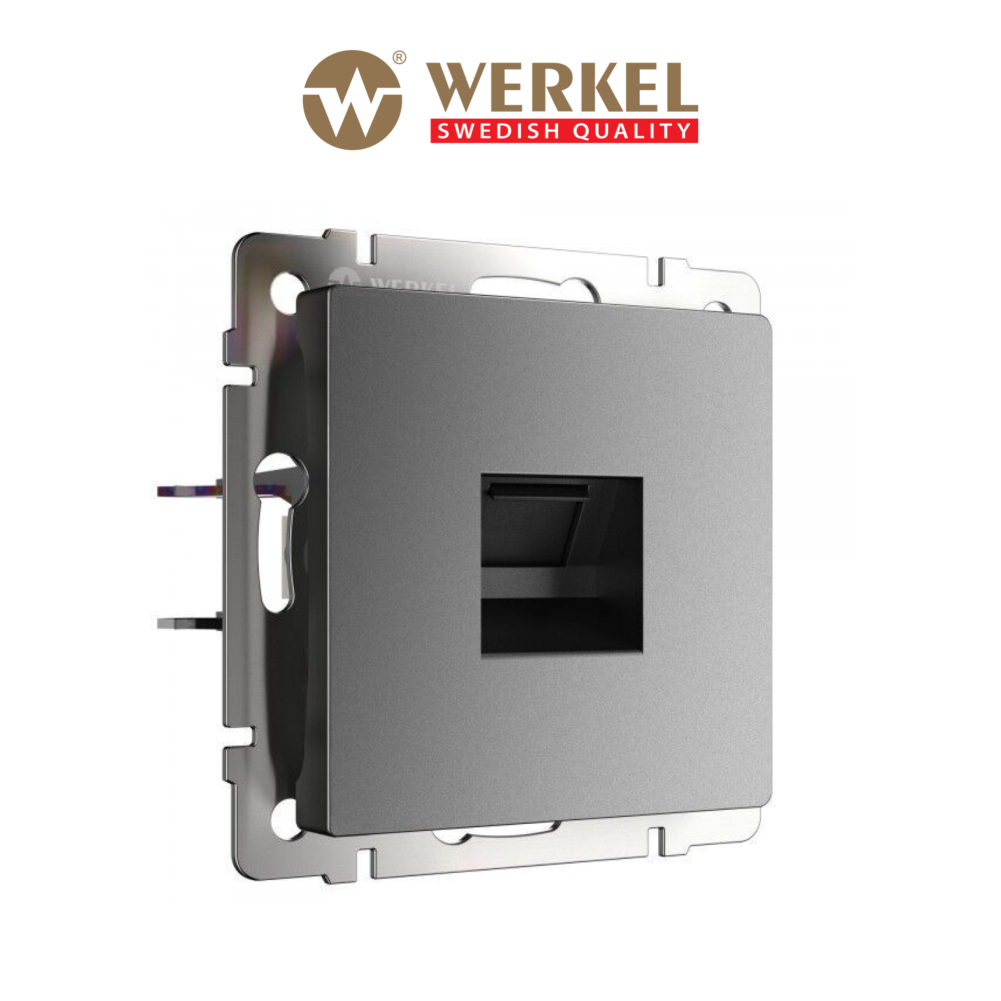 Изображение товара Розетка RJ45 встраиваемая Werkel W1181064 со шторкой цвет графит матовый