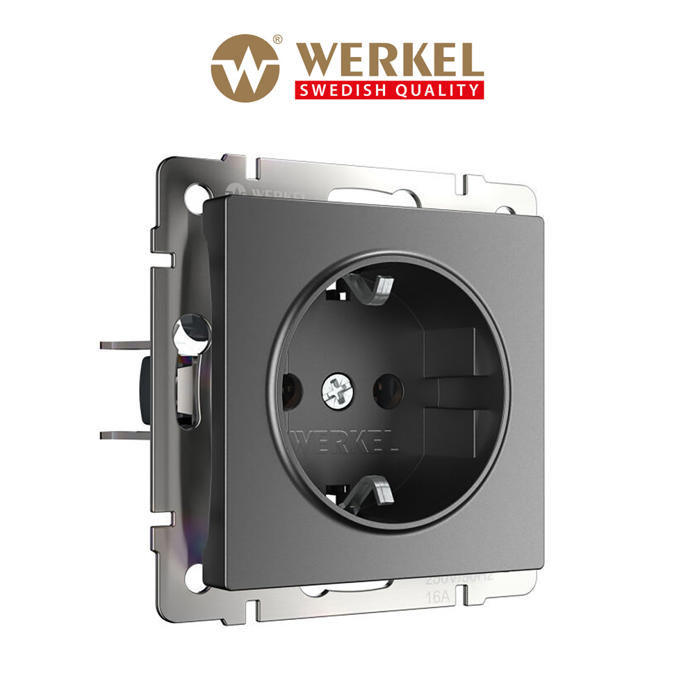 Изображение товара Розетка встраиваемая Werkel W1171164 с заземлением со шторкой цвет графит матовый Изображение товара Розетка встраиваемая Werkel W1171164 с заземлением со шторкой цвет графит матовый