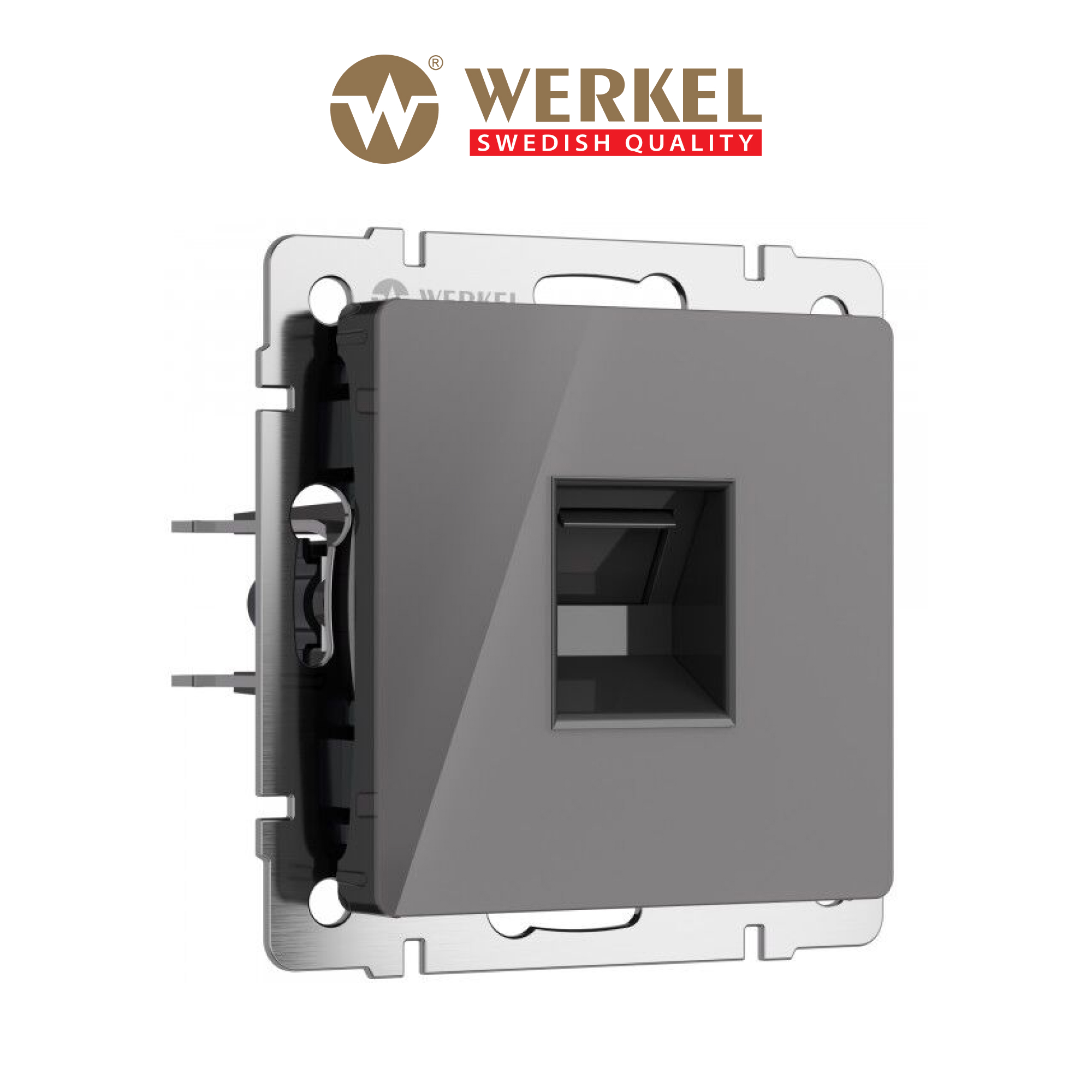 Изображение товара Werkel W1183044 Розетка RJ45 встраиваемая графит акрил