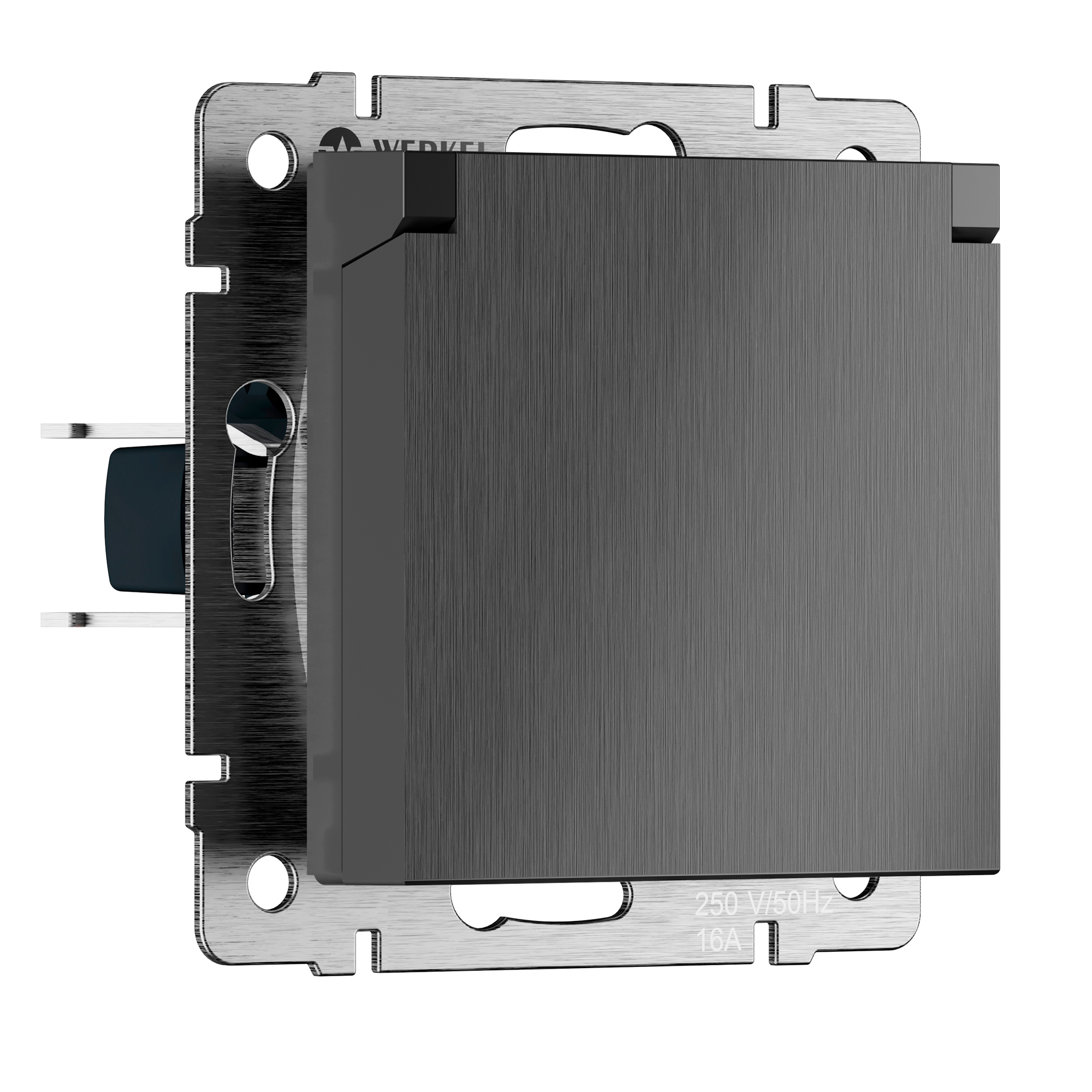 Изображение товара Встраиваемая розетка Werkel с заземлением графит IP44