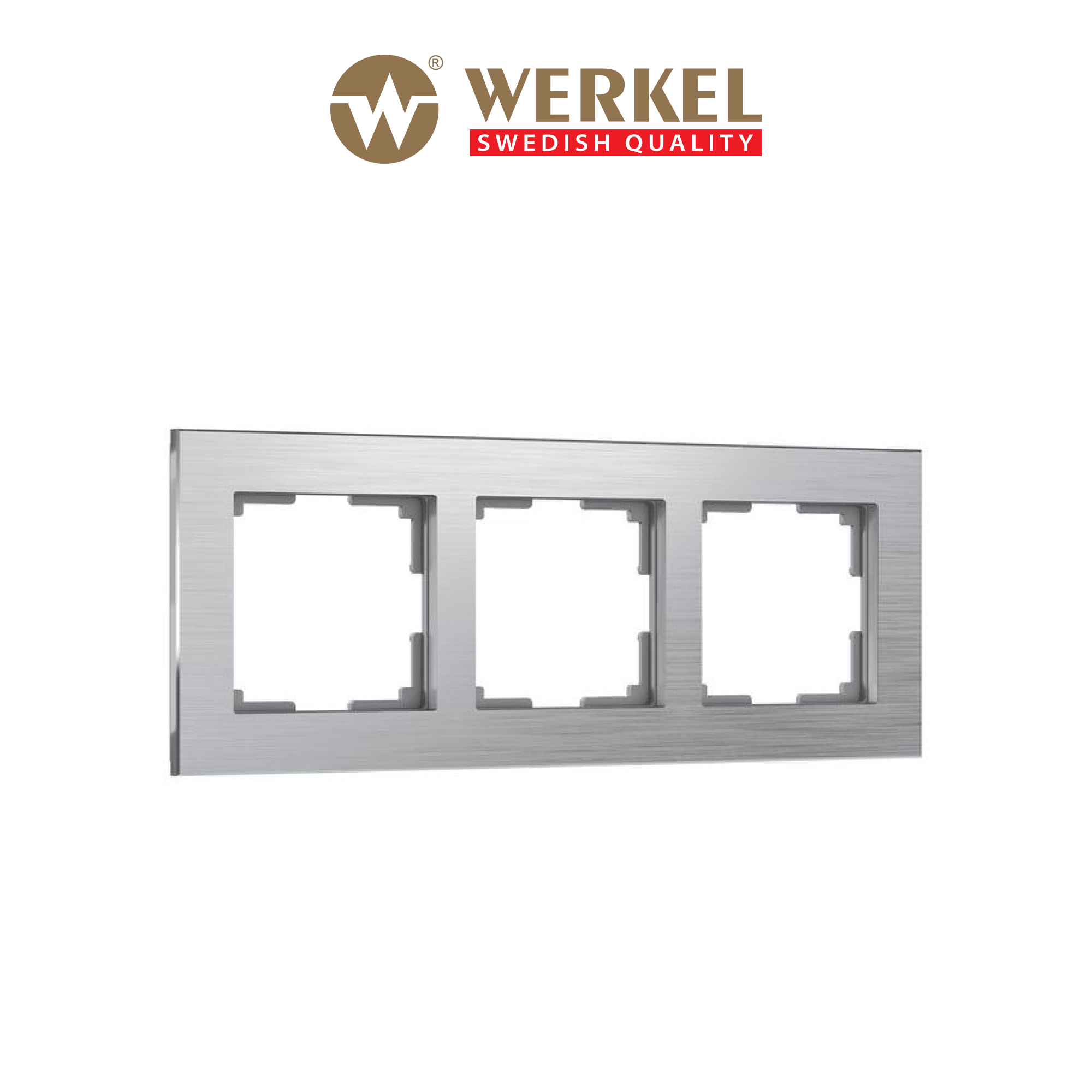 Изображение товара Рамка для розеток и выключателей Werkel Aluminium 3 поста Алюминий серый