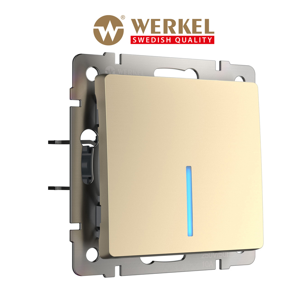 Изображение товара Встраиваемый одноклавишный выключатель с LED подсветкой Werkel W1110111 шампань