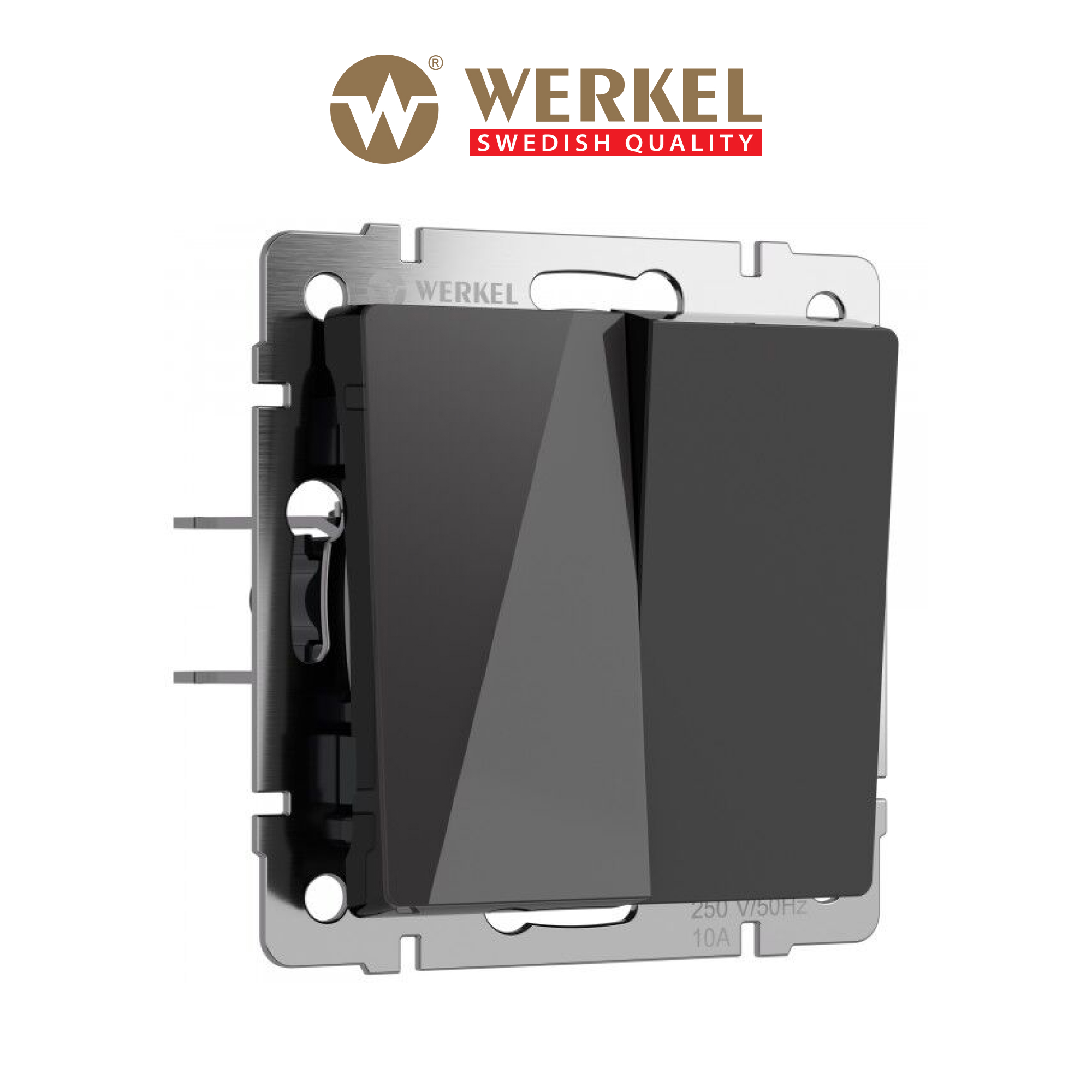 Изображение товара WERKEL W1122048 - двуxлавишный встраиваемый выключатель, черный, 250 В