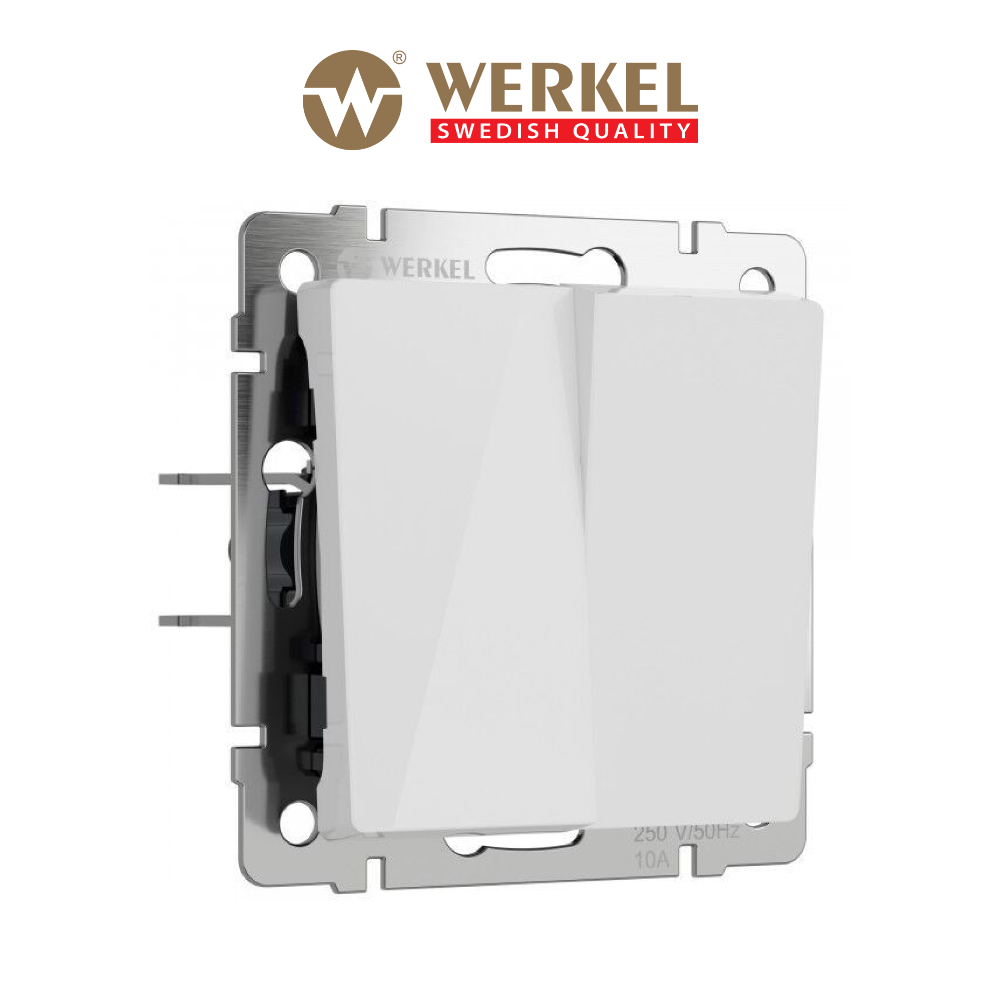 Изображение товара Встраиваемый двухклавишный выключатель Werkel W1120041 белого цвета 250 В 10 А