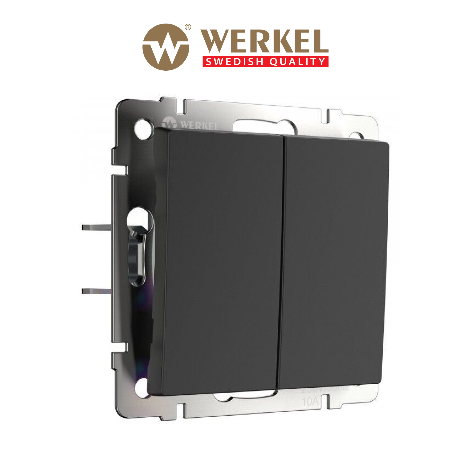 Изображение товара Выключатель встраиваемый Werkel W1122408 2 клавиши цвет черный матовый