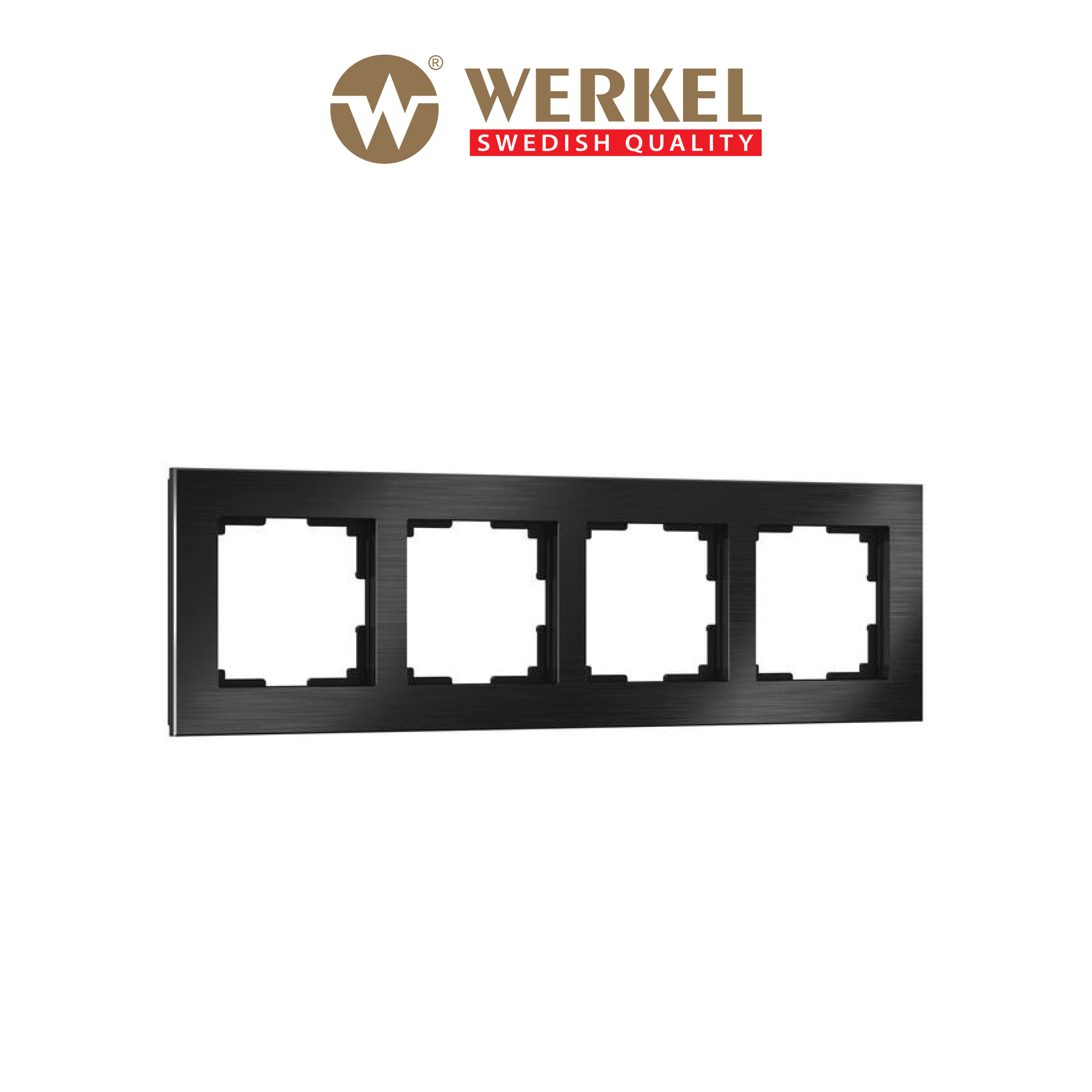 Изображение товара Рамка для розеток и выключателей Werkel Aluminium 4 поста цвет черный