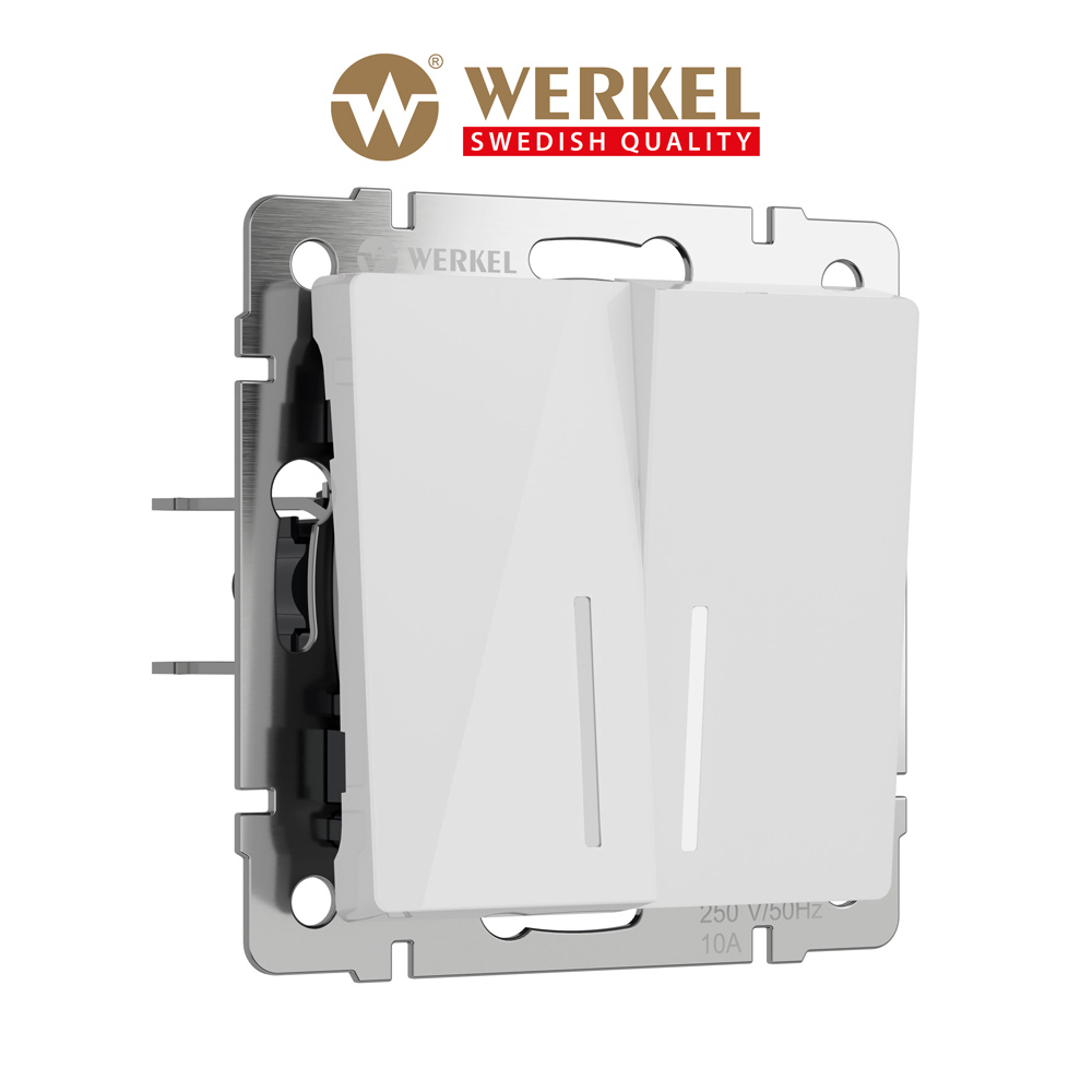 Изображение товара Выключатель проходной встраиваемый Werkel Встраиваемые механизмы W1122141 2 клавиши с подсветкой цвет белый Изображение товара Выключатель проходной встраиваемый Werkel Встраиваемые механизмы W1122141 2 клавиши с подсветкой цвет белый