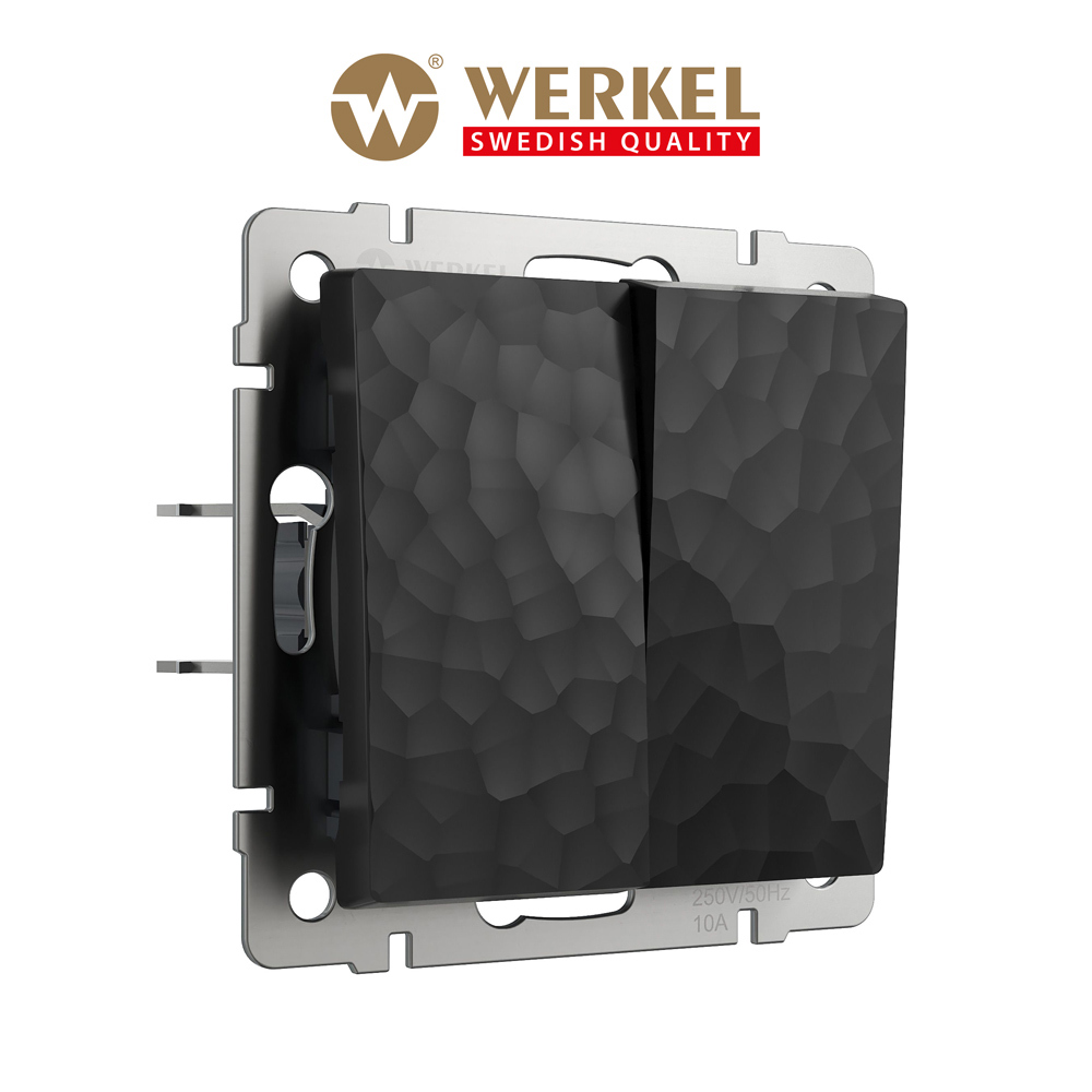 Изображение товара Встраиваемый двухклавишный выключатель Werkel Hammer W1222008 черный