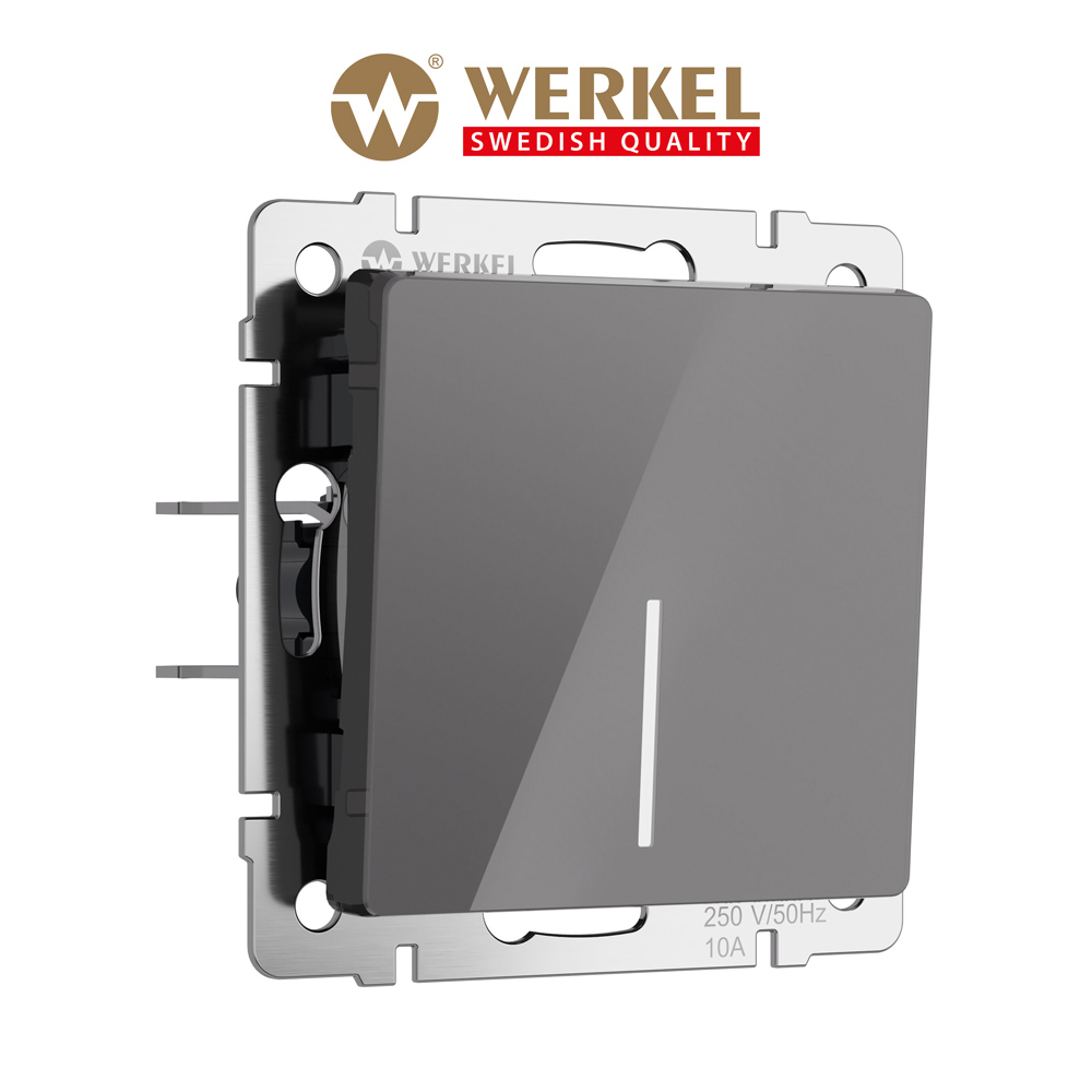 Изображение товара WERKEL W1112144: проходной выключатель с подсветкой, графит 1-клавишный