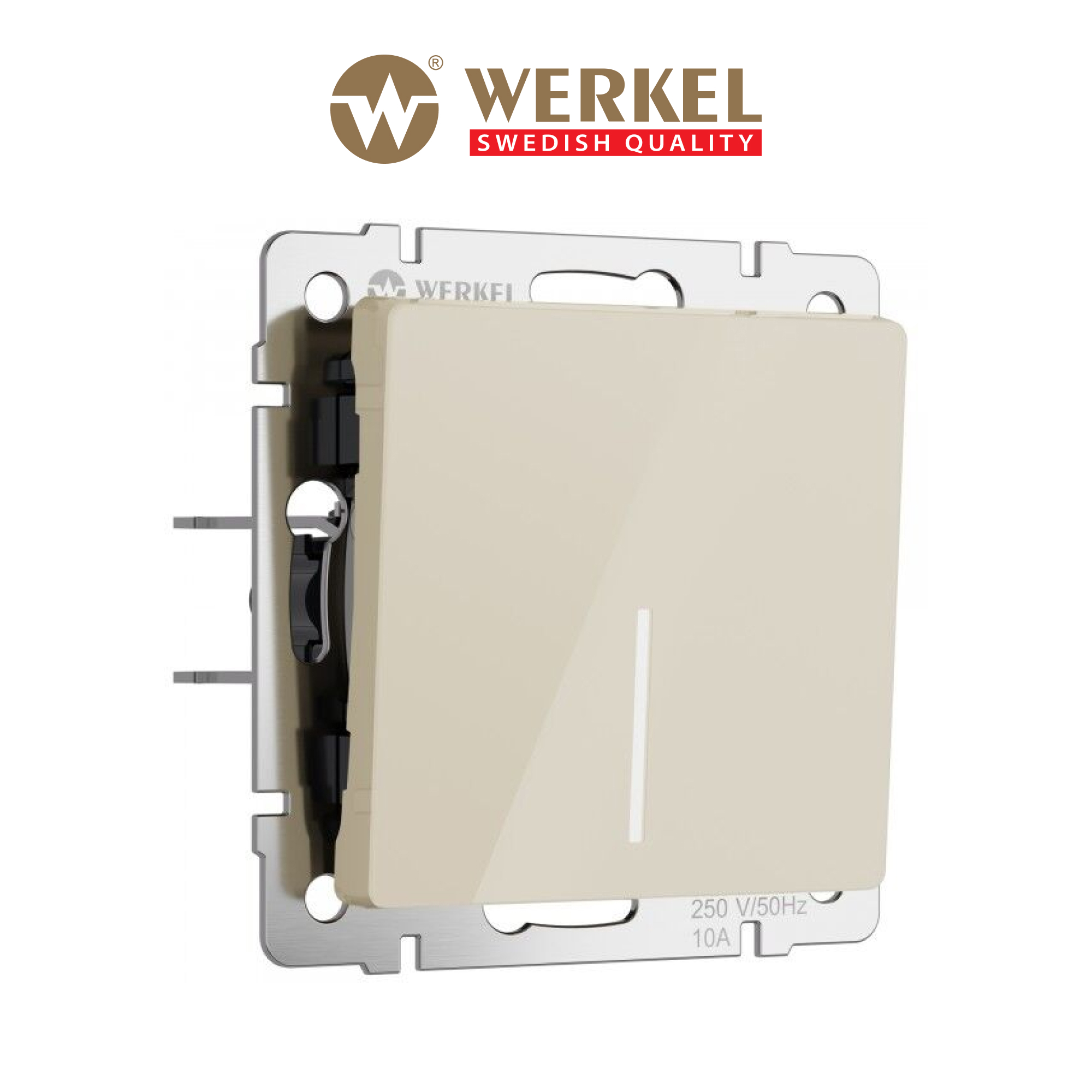 Изображение товара WERKEL W1112143 Встраиваемый проходной выключатель одноклавишный с LED подсветкой айвори акрил