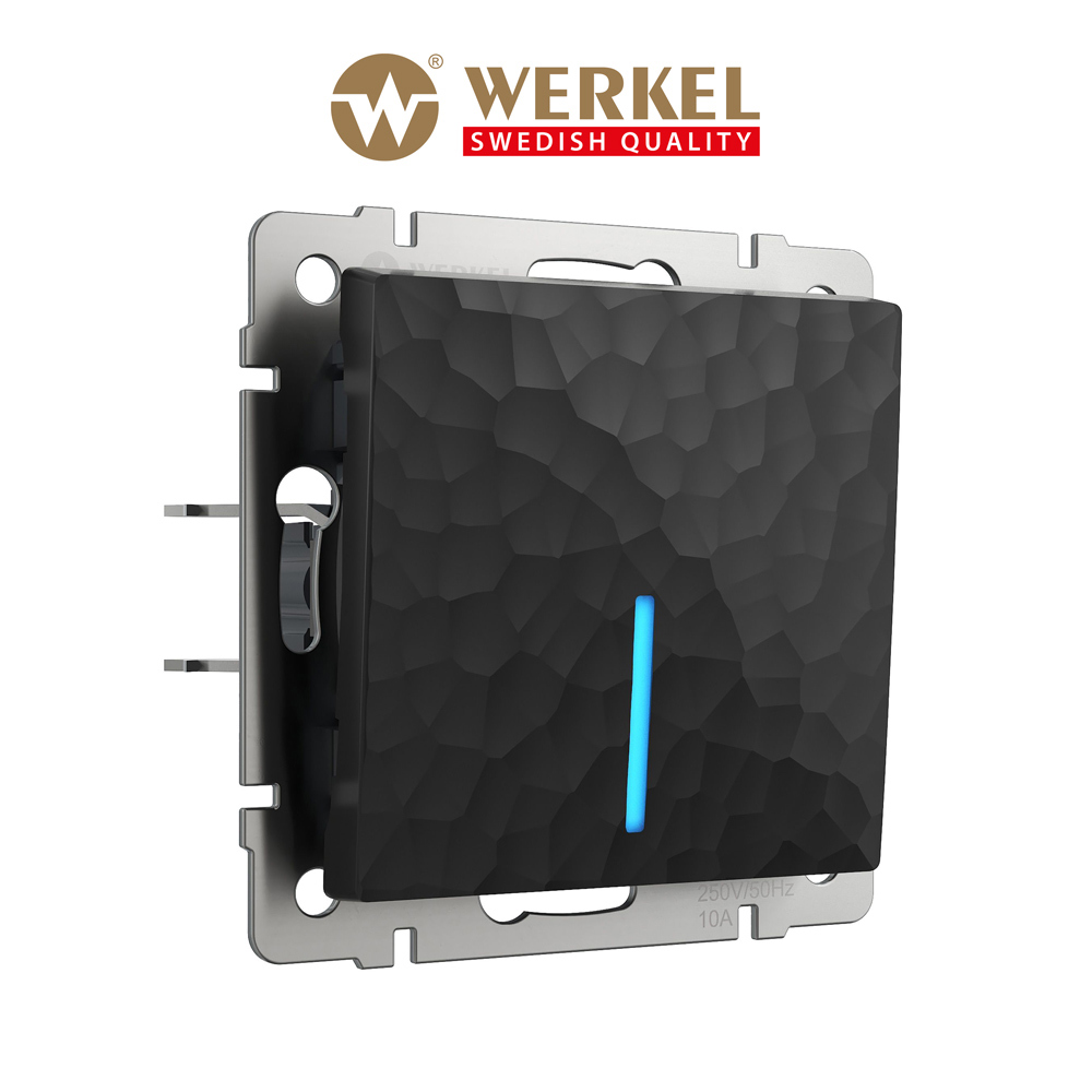 Изображение товара Выключатель встраиваемый Werkel Hammer W1210108 1 клавиша с подсветкой цвет черный
