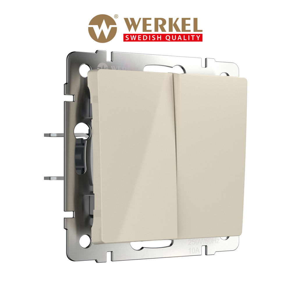 Изображение товара WERKEL WL03-SW-2G-2W ivory проходной выключатель 2 клавиши слоновая кость 250В 10А