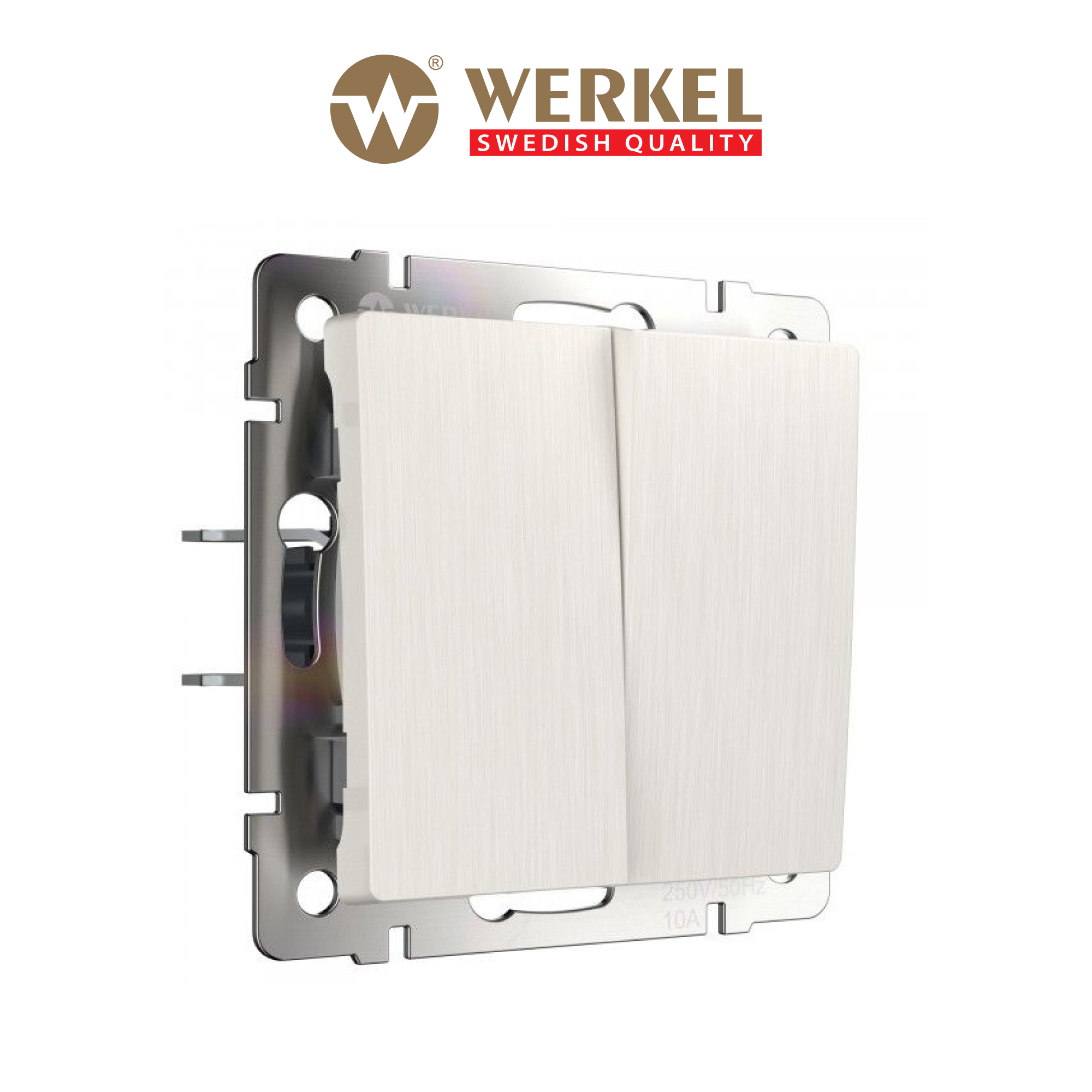 Изображение товара Встраиваемый двухклавишный выключатель Werkel перламутровый рифленый W1120013