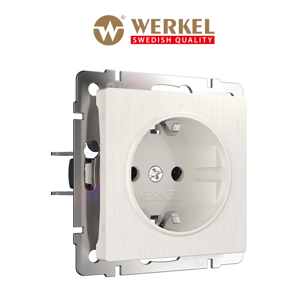 Изображение товара Розетка встраиваемая с заземлением Werkel W1171113 цвет жемчужно-белый