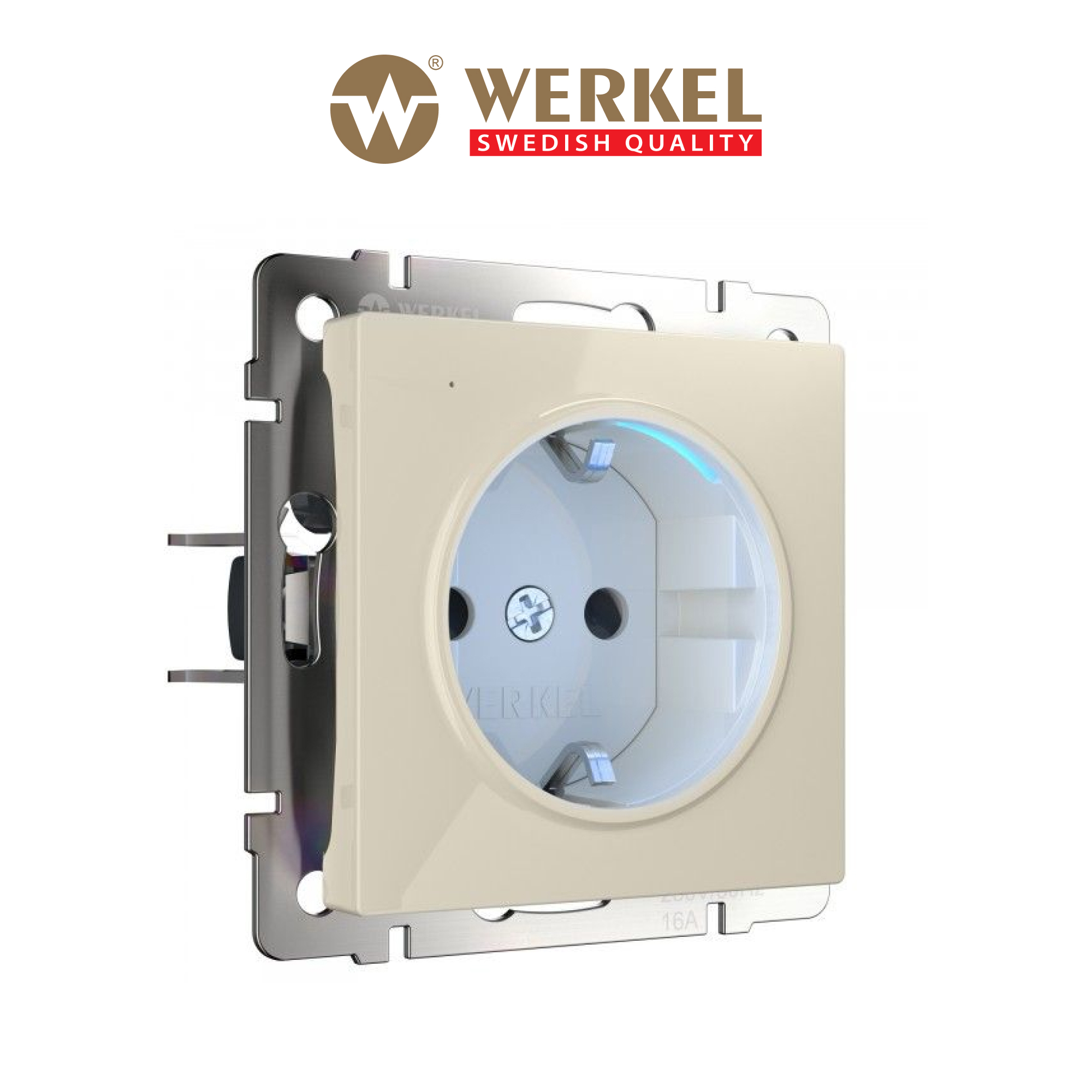Изображение товара Встраиваемая розетка Werkel W1171403 с подсветкой и защитой IP20, слоновая кость