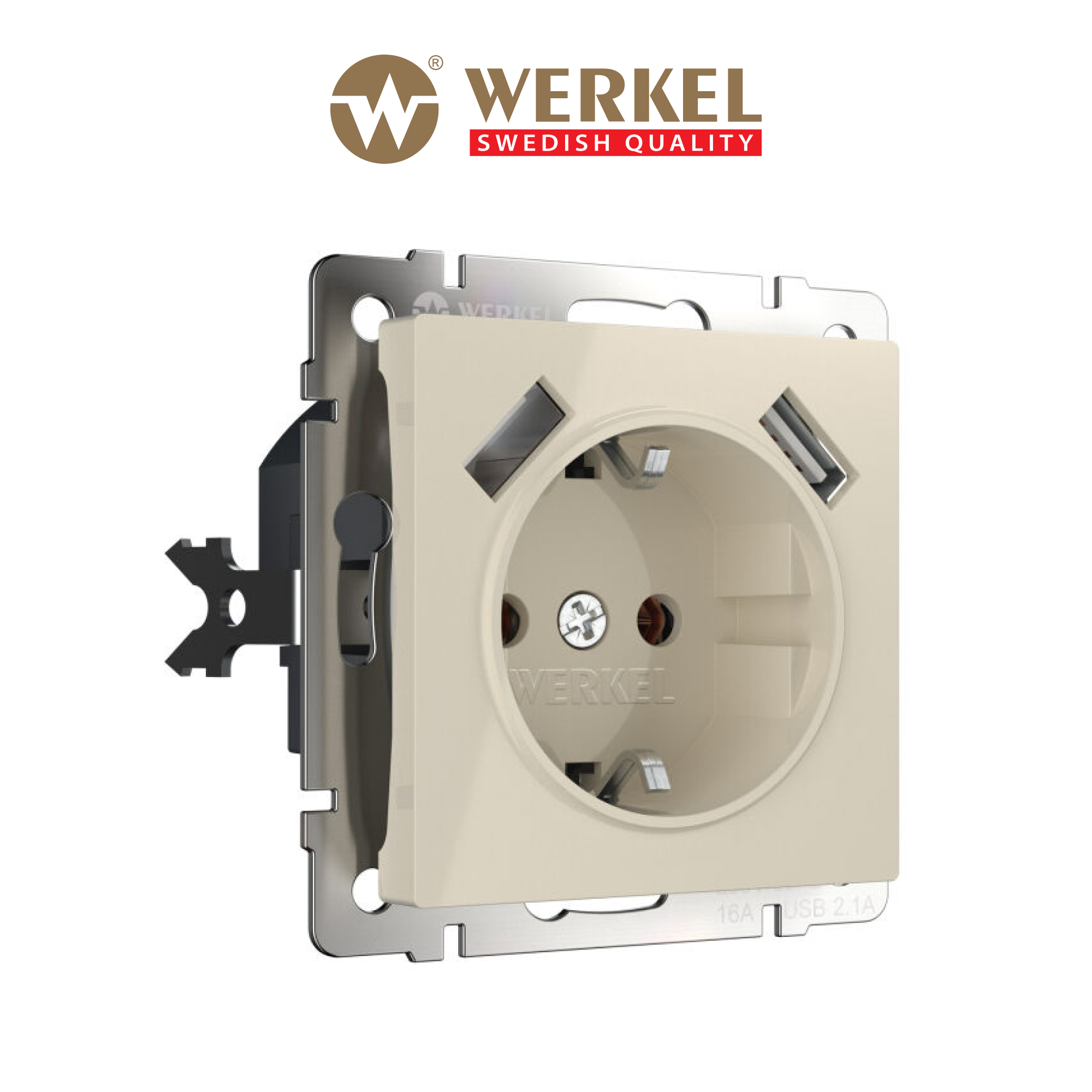 Изображение товара Встраиваемая розетка Werkel с USB A+C, слоновая кость Изображение товара Встраиваемая розетка Werkel с USB A+C, слоновая кость