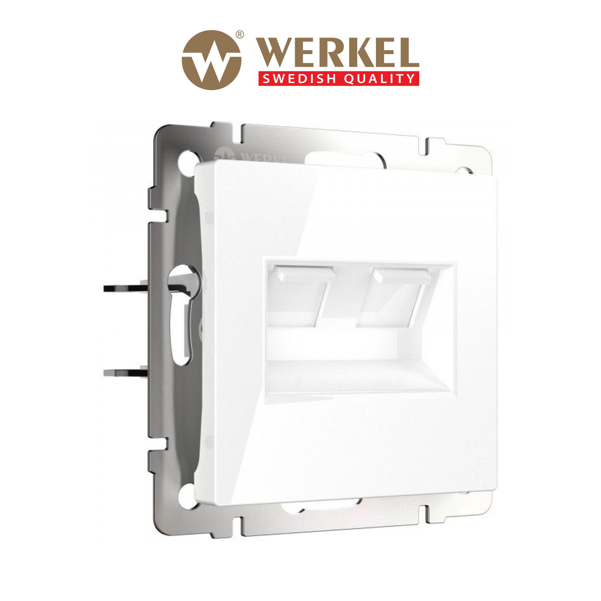 Изображение товара Розетка двойная компьютерная встраиваемая Werkel a051115 RJ45 цвет белый