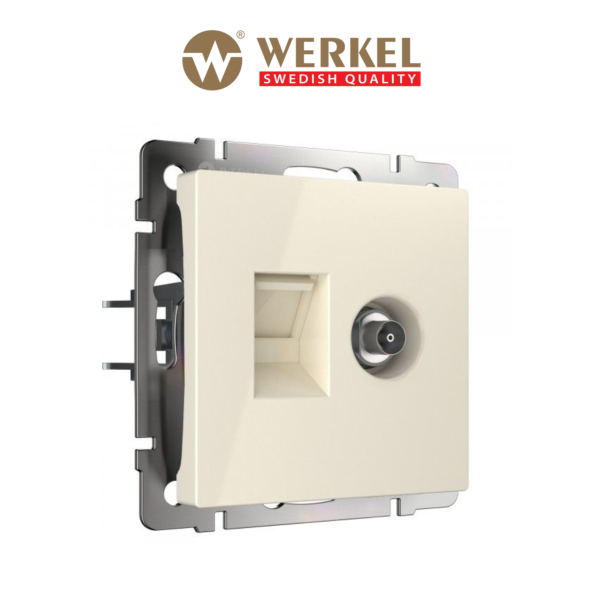 Изображение товара Встраиваемая розетка TV + Ethernet Werkel W1181303 слоновая кость Изображение товара Встраиваемая розетка TV + Ethernet Werkel W1181303 слоновая кость