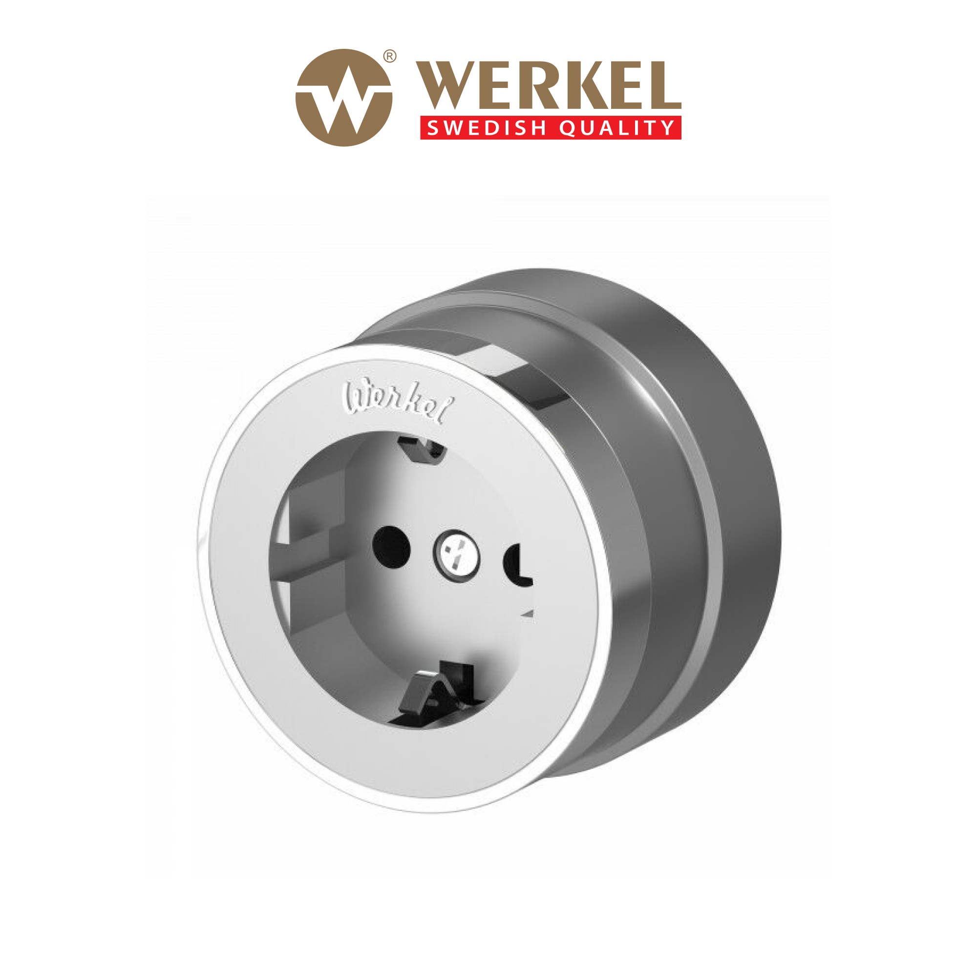Изображение товара Розетка накладная Werkel Vintage с заземлением цвет серебро матовый/хром