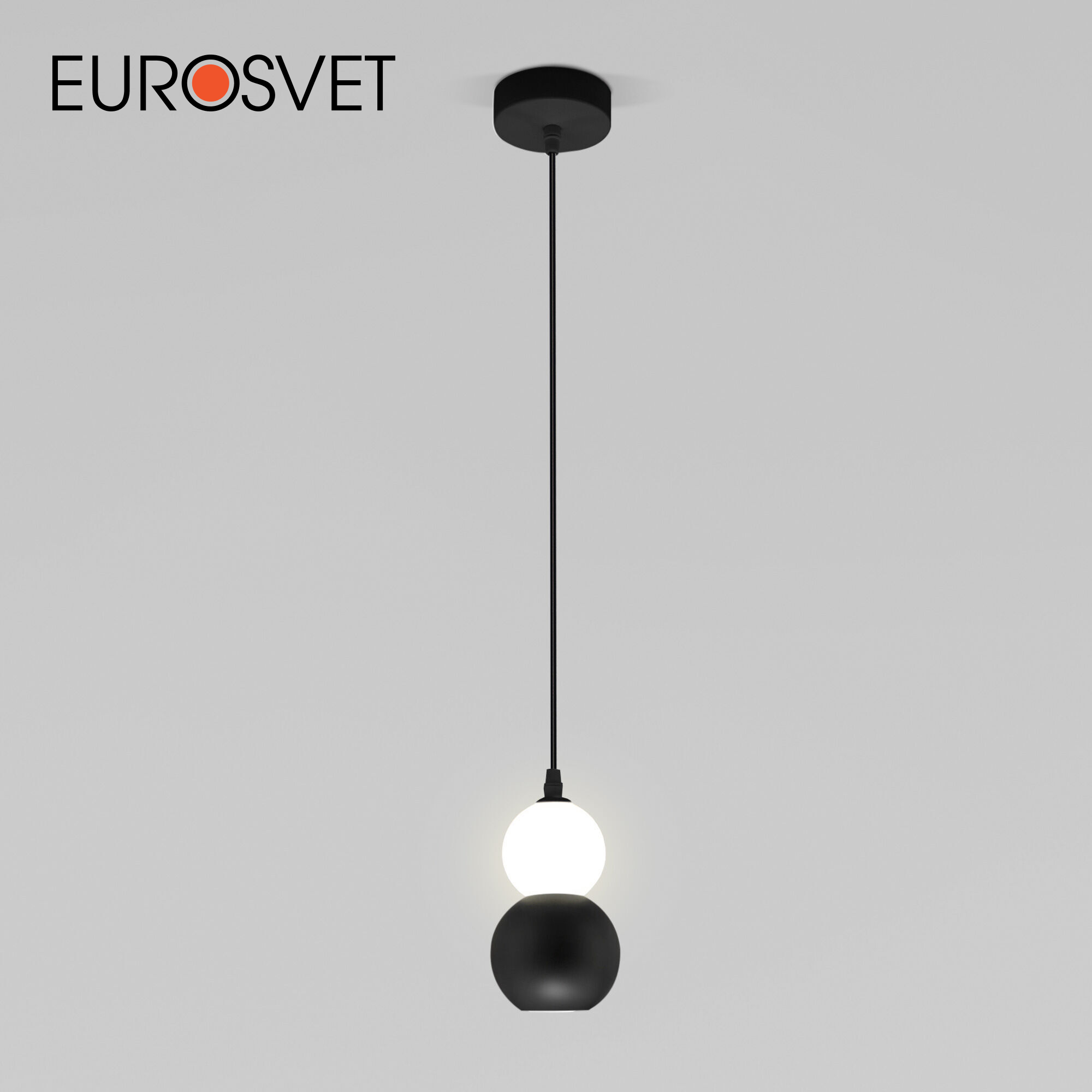 Изображение товара Подвесной светодиодный светильник EUROSVET 50250/1 LED Polar нейтральный белый черный 2 м