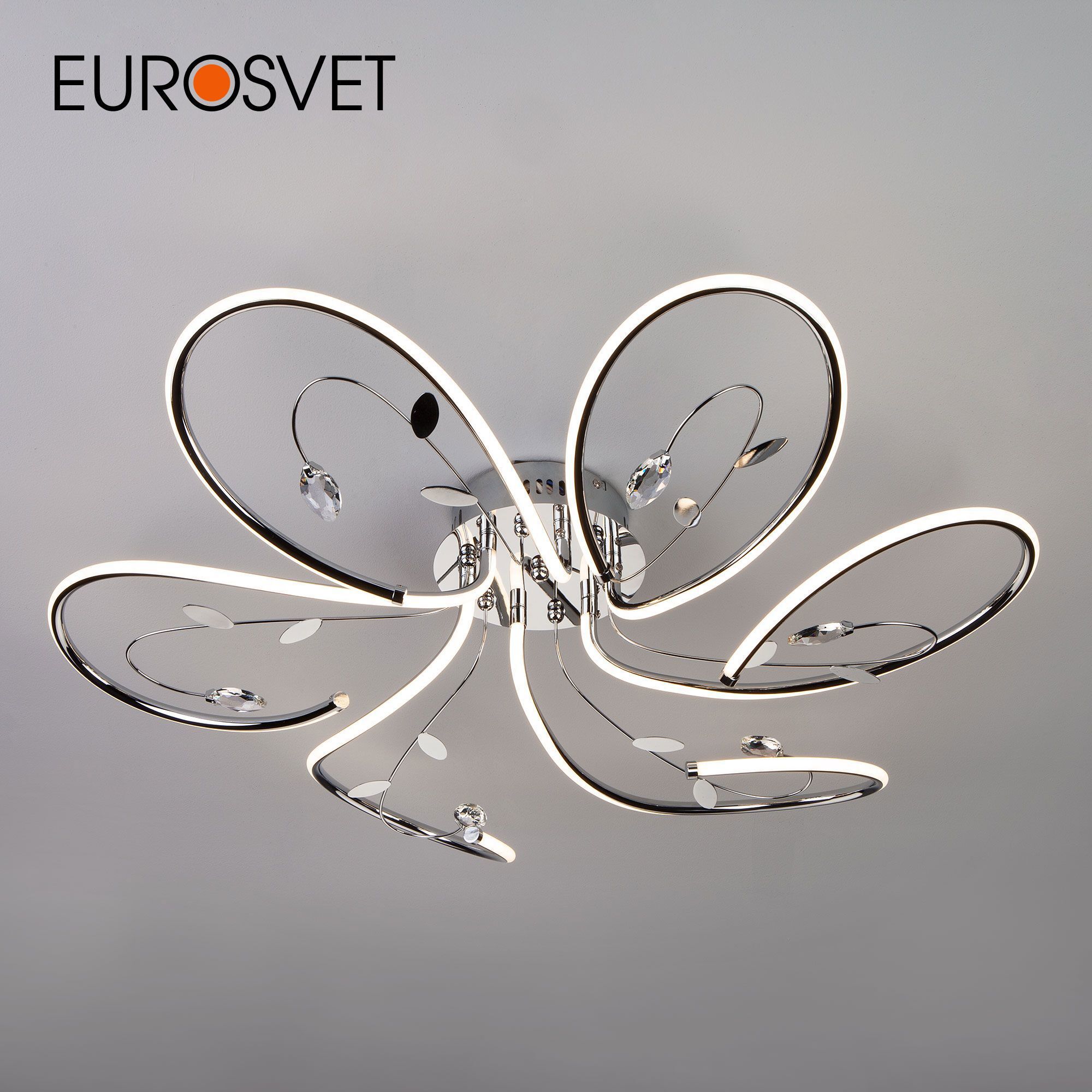Изображение товара Люстра потолочная светодиодная Eurosvet 90082/6 хром 30 м² нейтральный белый свет