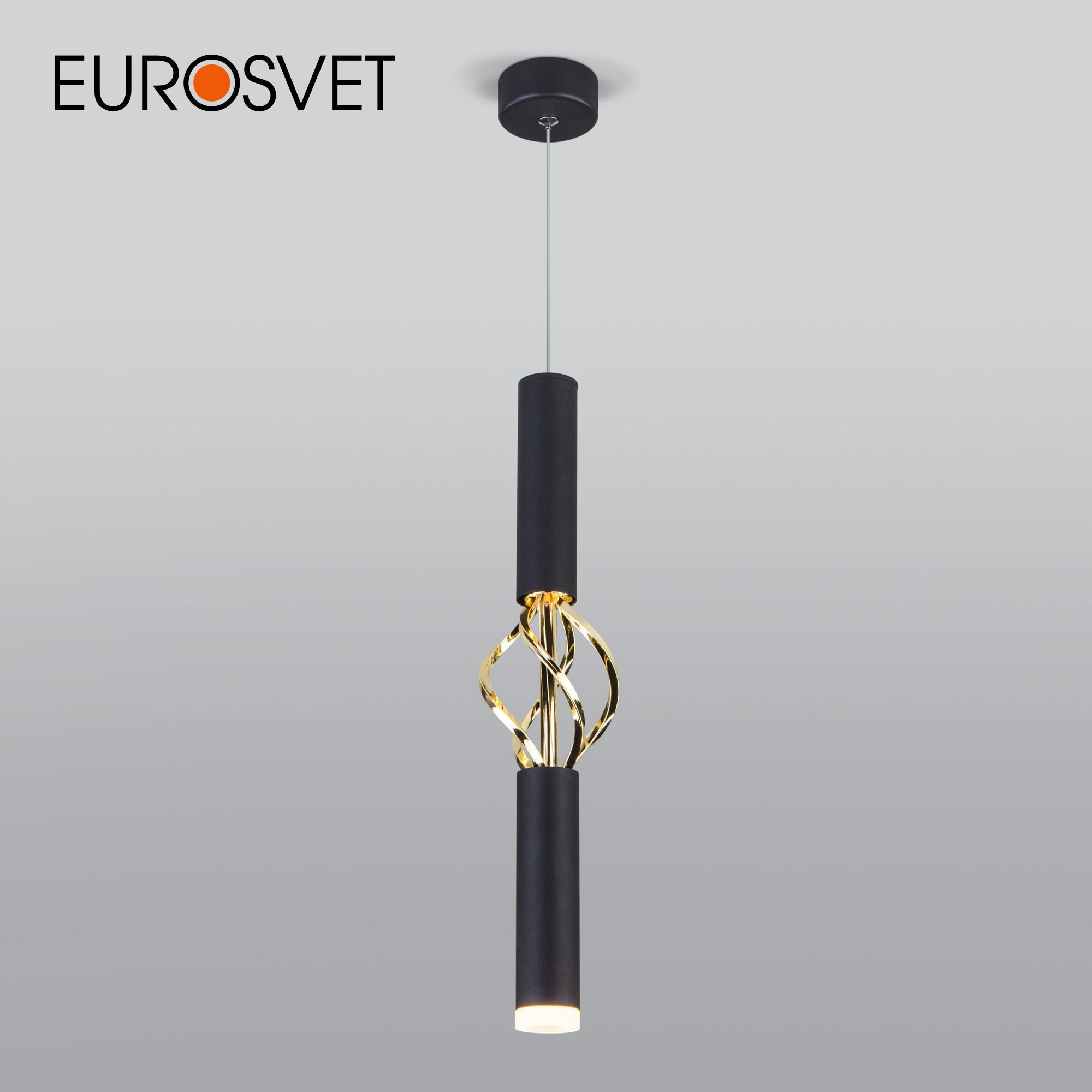 Изображение товара Светильник подвесной светодиодный Eurosvet 50191/1 led черный/золото 2 м² нейтральный белый свет цвет черный