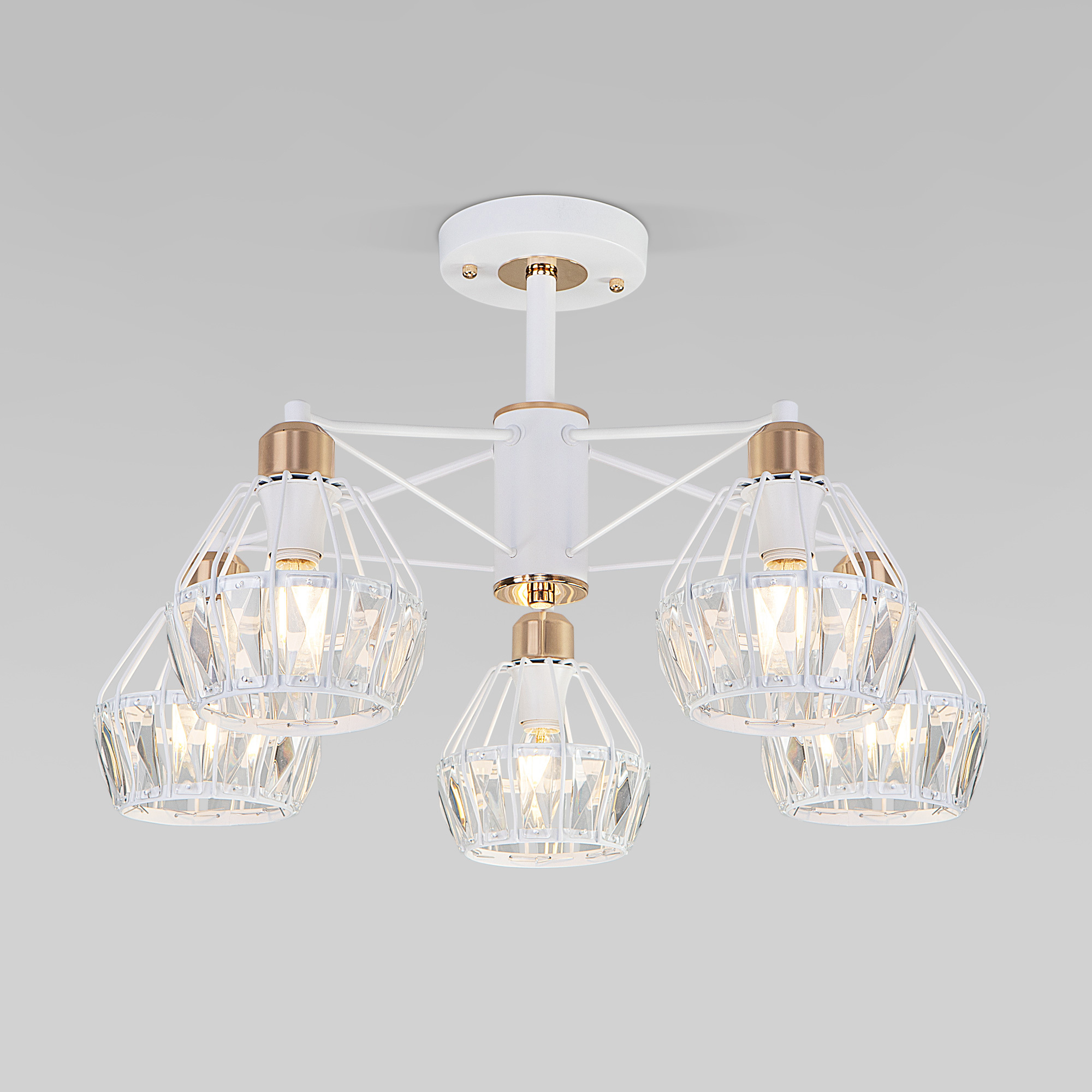 Изображение товара Потолочная люстра EUROSVET 70075/5 белый в стиле лофт с хрусталем