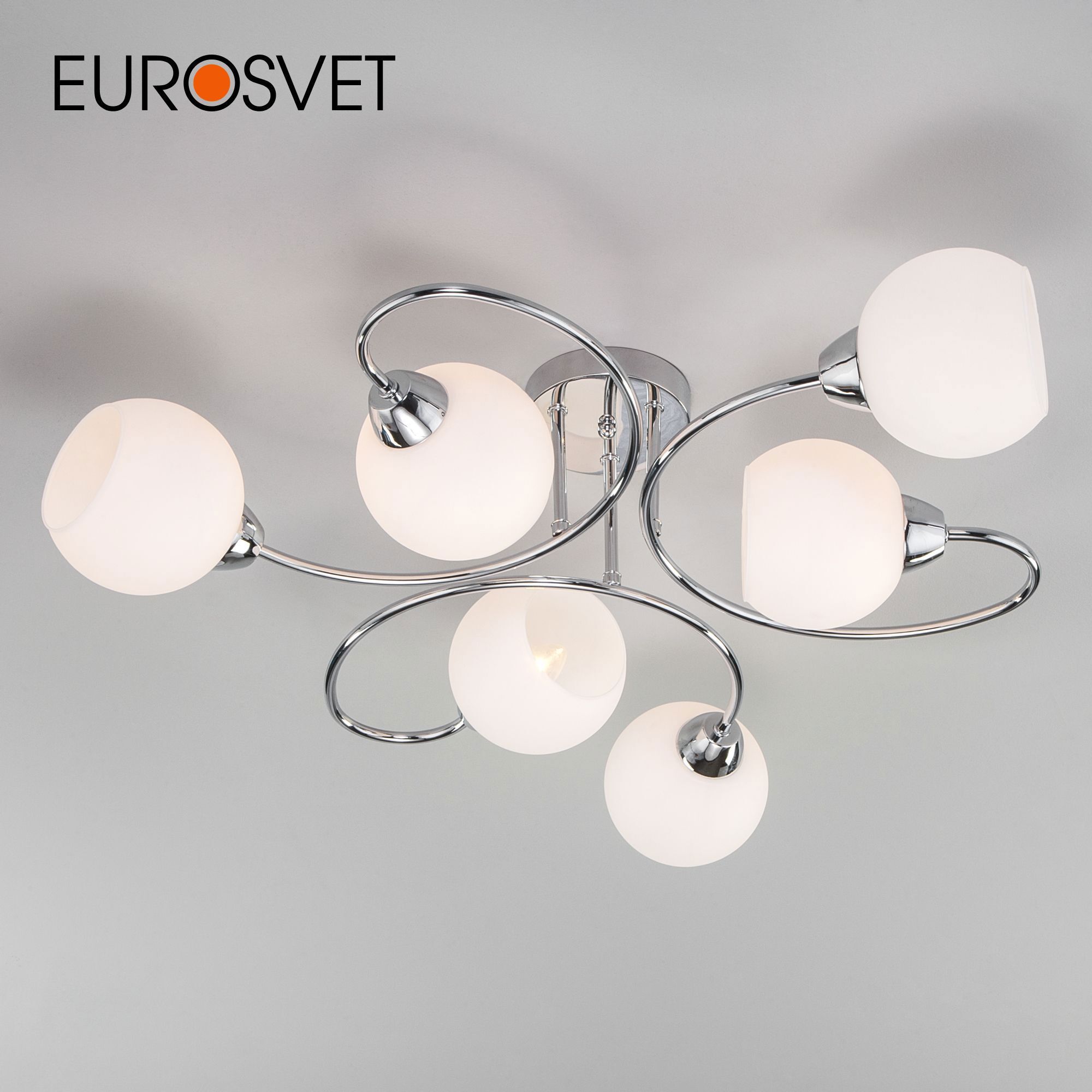 Изображение товара Потолочная люстра EUROSVET 30136/6 с стеклянными плафонами