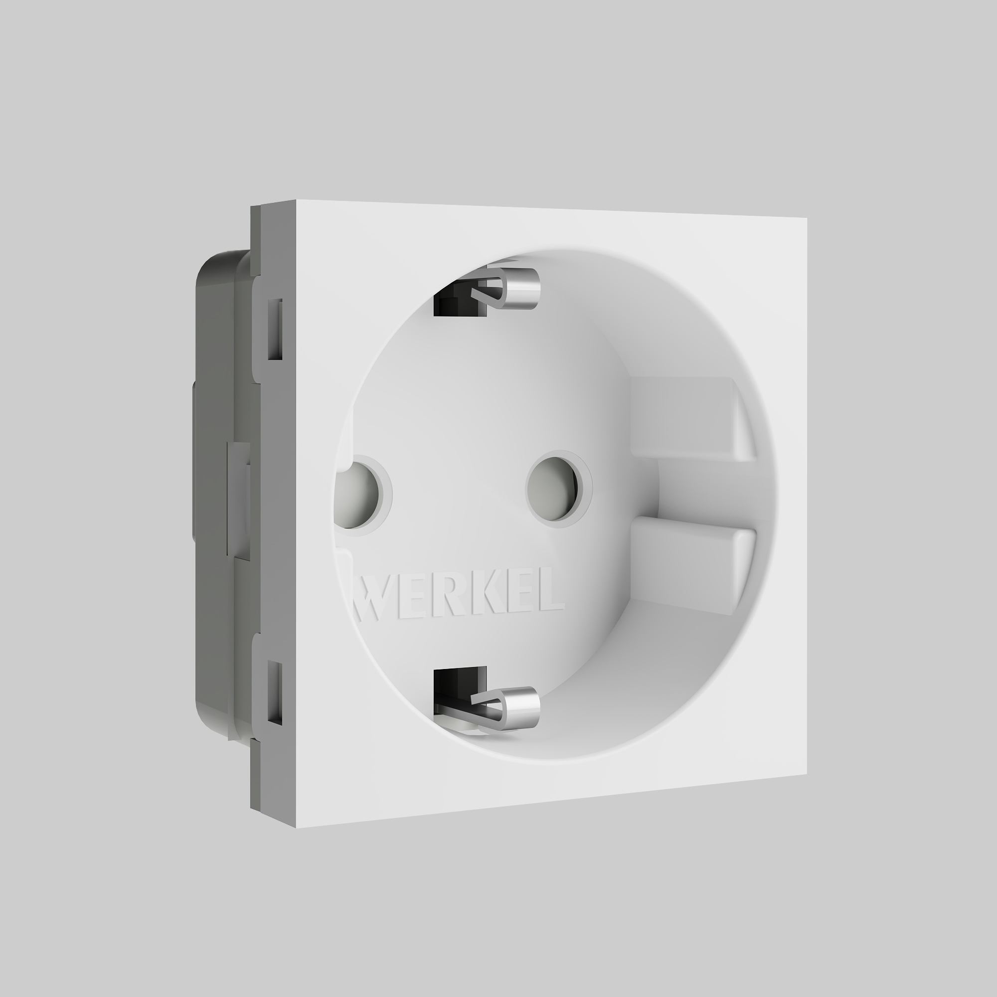 Изображение товара Встраиваемая розетка Werkel a069368 с заземлением и шторками белая 45x45