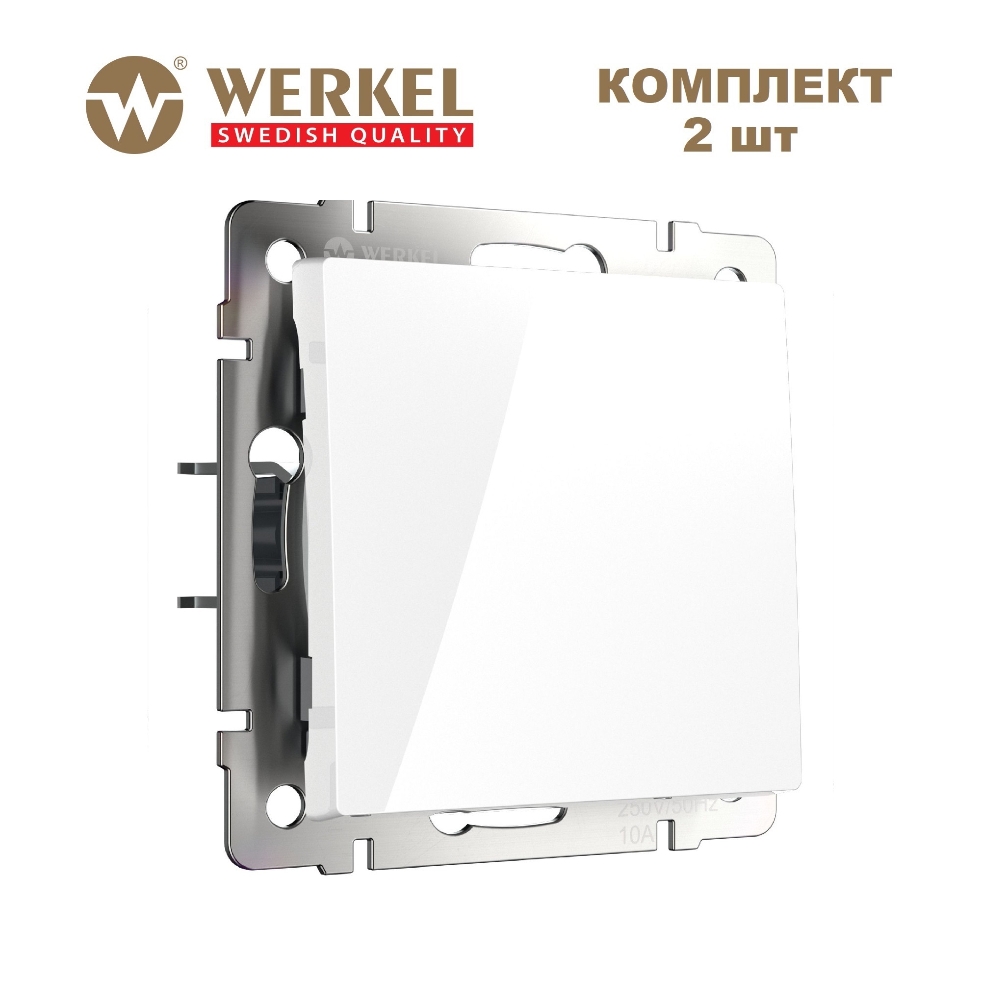 Изображение товара Выключатель одноклавишный Werkel W1110001 белый 2 шт