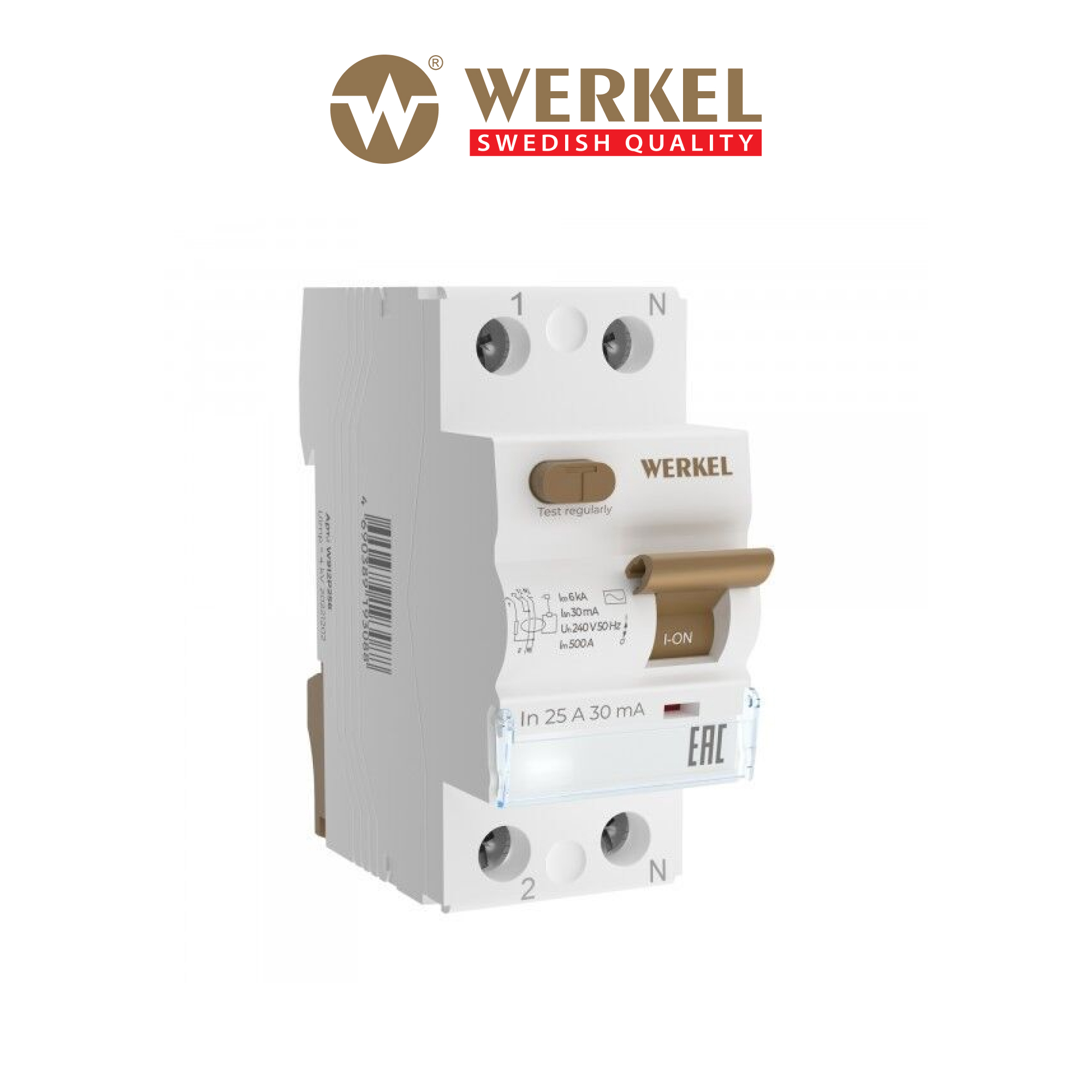 Изображение товара УЗО Werkel W912P256 2 полюса 25 А 30 мА AC IP20