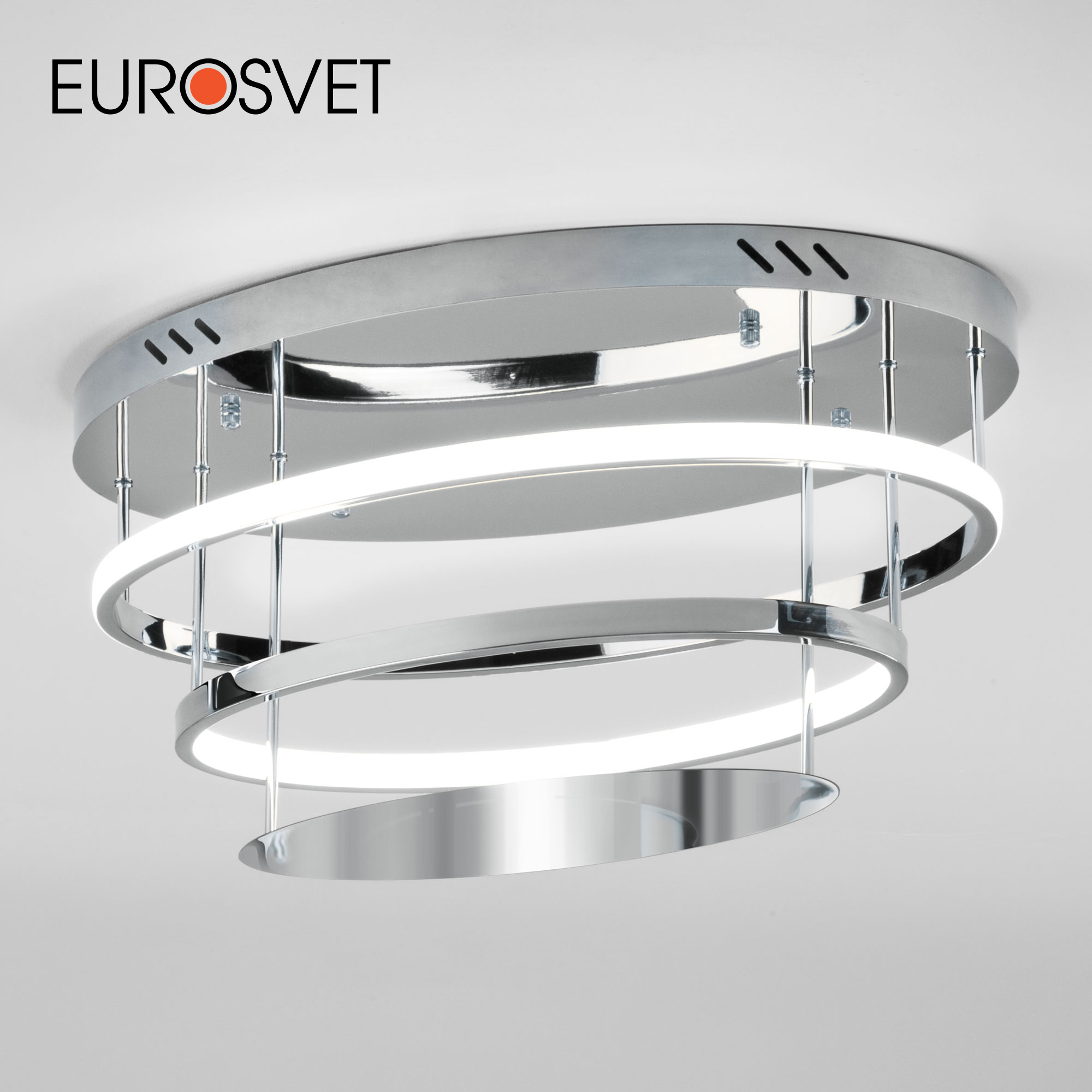 Изображение товара Светодиодный потолочный светильник Eurosvet Chic 90160/2 хром 67 Вт для 17 м²