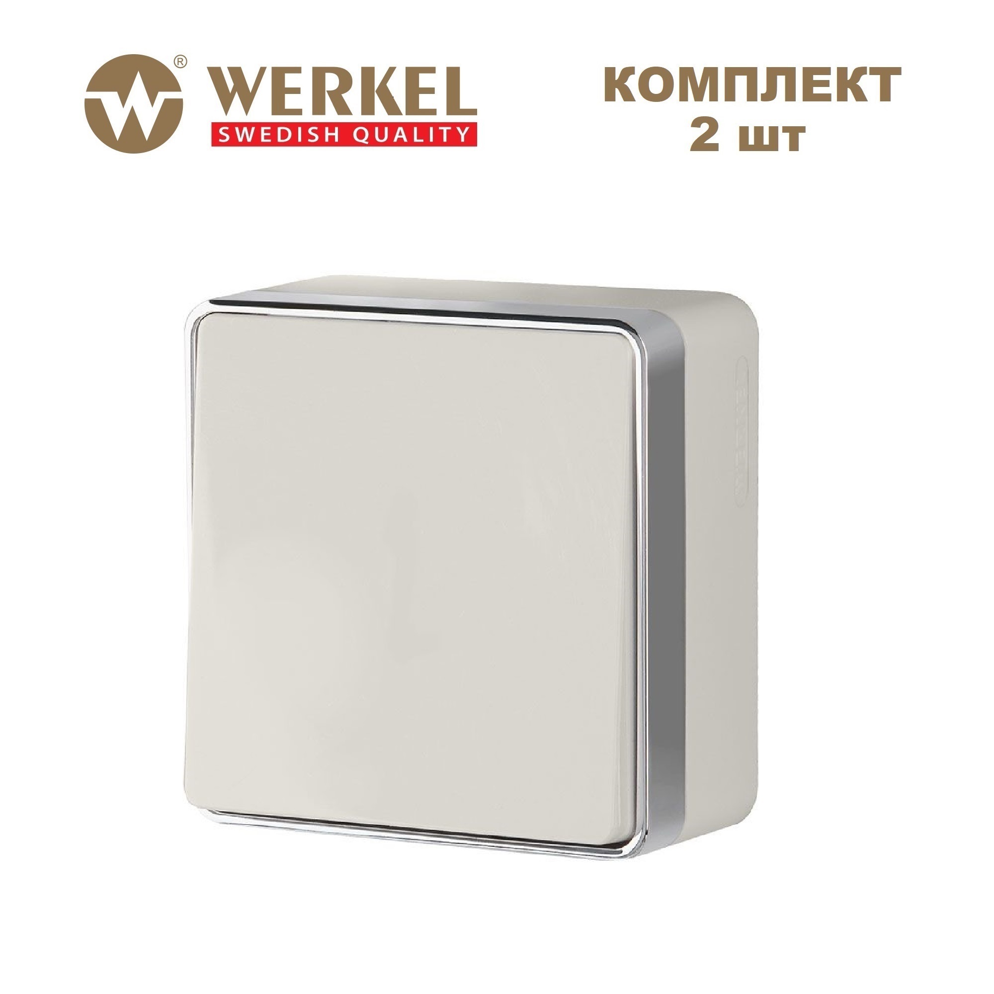 Изображение товара Выключатель проходной одноклавишный Werkel слоновая кость 2 шт