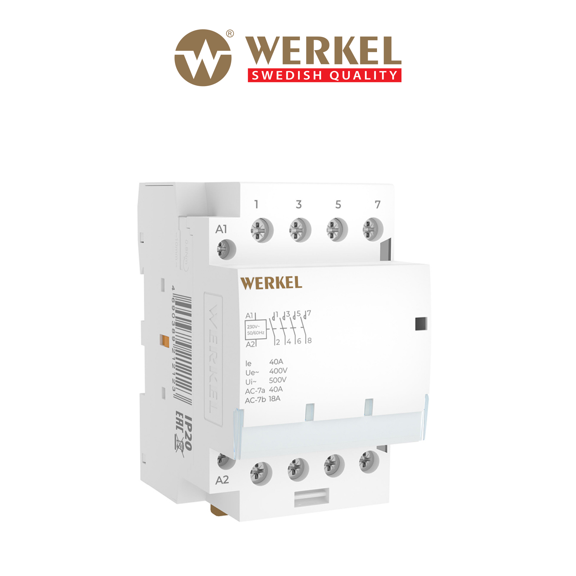 Изображение товара Контактор модульный Werkel W943M40O 40А 400В 4NO