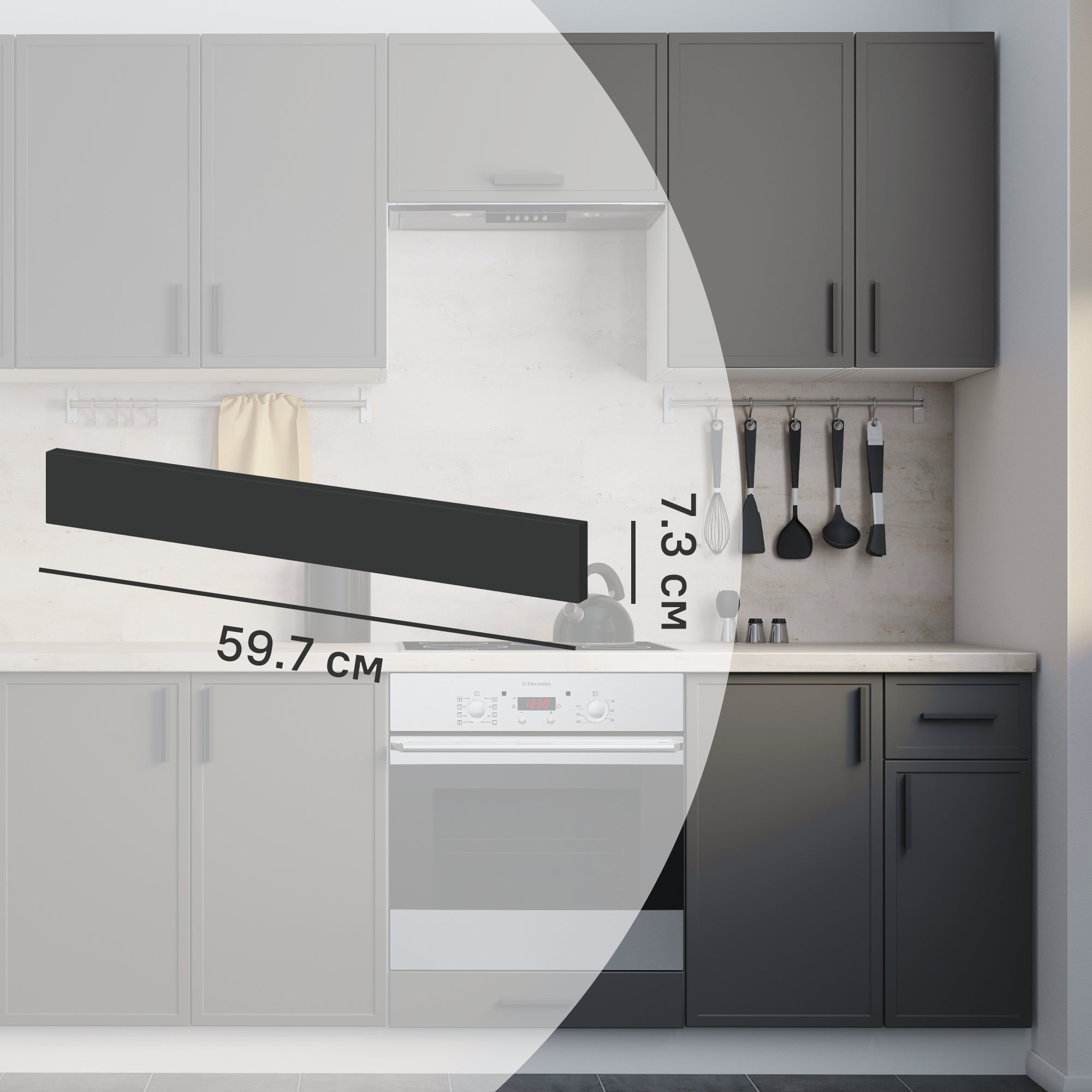 Изображение товара Фасад для кухонного шкафа под духовку Неро 59.7x7.3 см DELINIA МДФ цвет графит