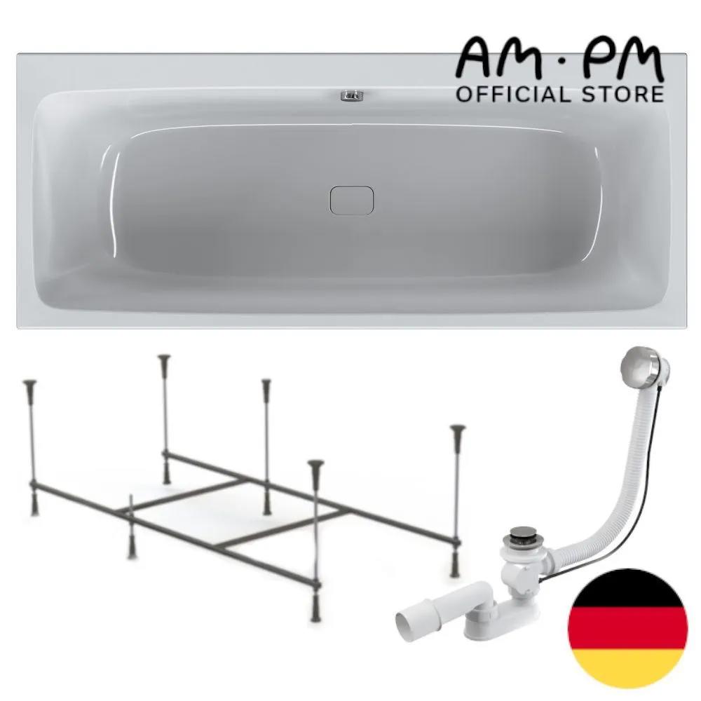 Изображение товара Ванна акриловая Am.pm Func W84A-170-070W-AROFL 170x70 каркас и слив-перелив хром; полка для хранения, декоративная заглушка слива